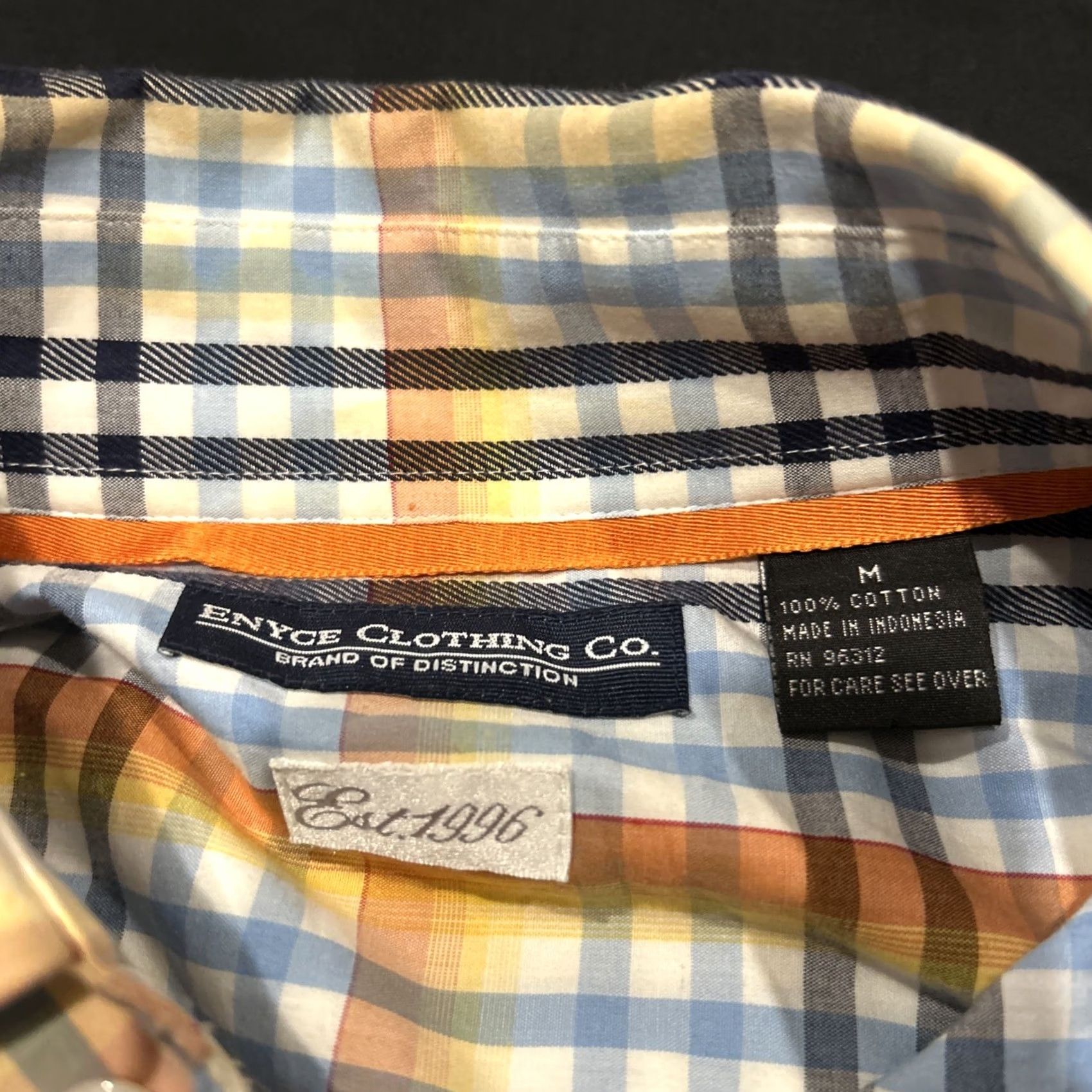 Enyce Enyce Button-Down Shirt Classic Check Long Sleeve Adult M Brown Cotton Beach 90s? Size US M / EU 48-50 / 2 - 2 Thumbnail
