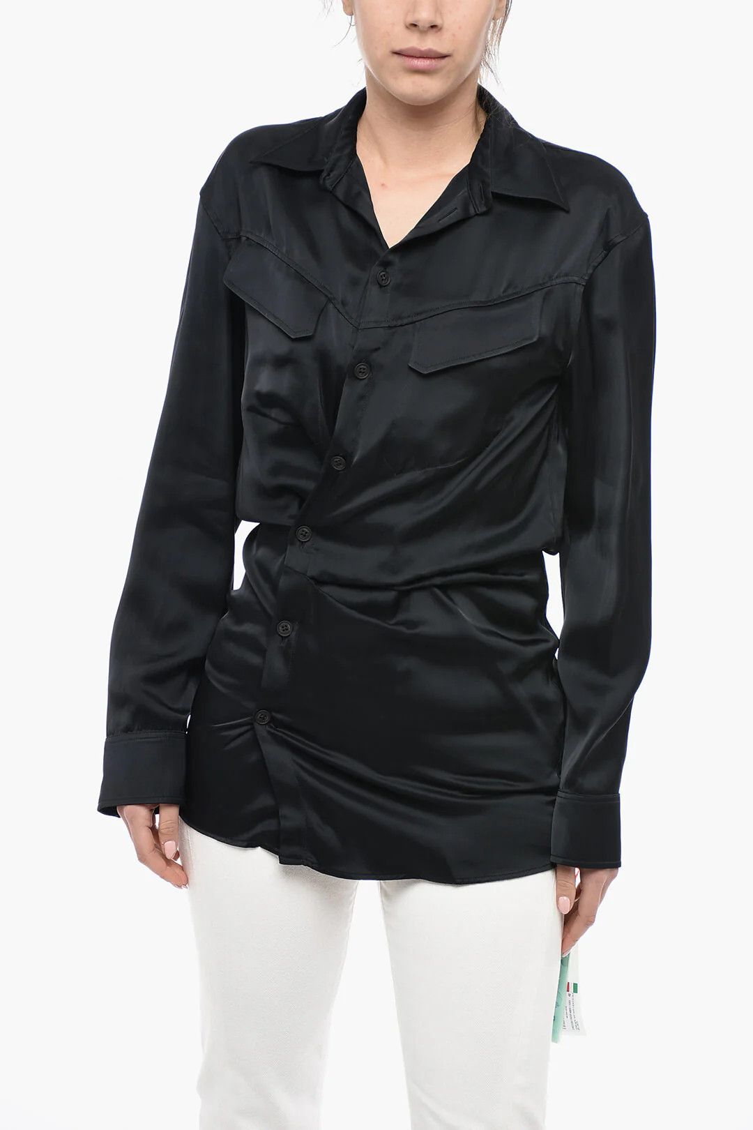 Off-White og1mm0426 Satin Shirt in Black Size M / US 6-8 / IT 42-44 - 1 Thumbnail