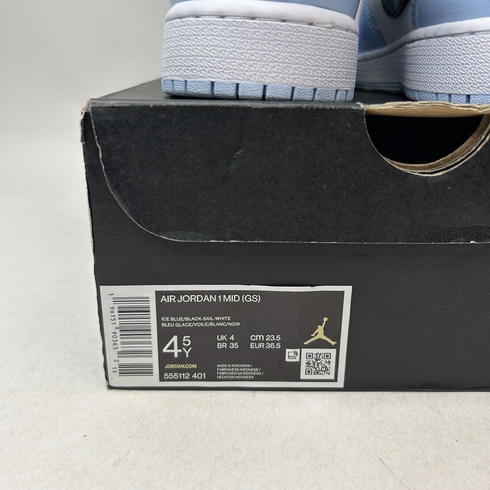 Nike Nike Air Jordan 1 Mid Retro GS “Ice Blue/UNC” 2024 Size US 6 / IT 36 - 5 Thumbnail