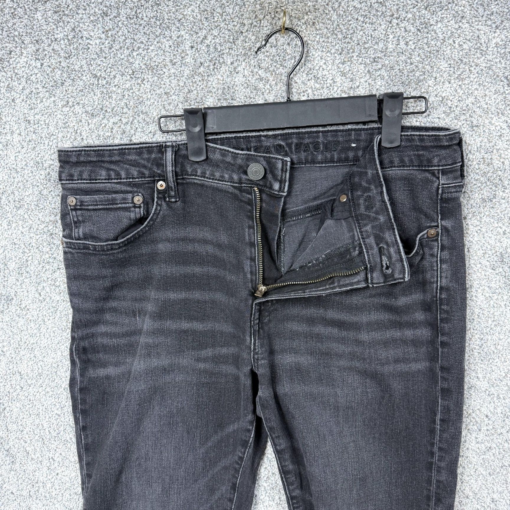 American Eagle Outfitters American Eagle Jeans Mens 34x31 Black Denim Straight Distressed Edgy Streetwear Jeans Size US 34 / EU 50 - 6 Thumbnail