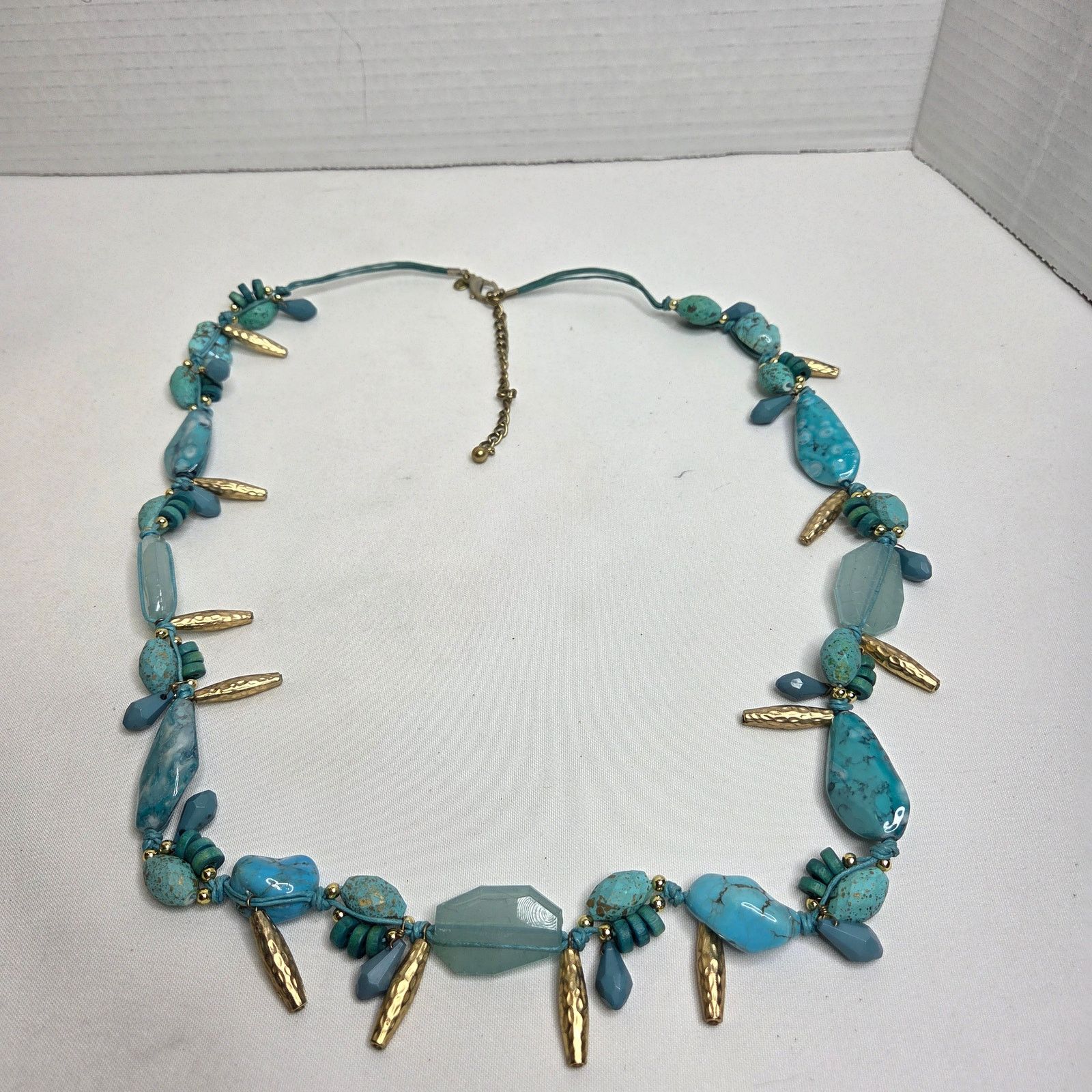 Chicos Chico's Costume Faux Turquoise Necklace W/ Gold Tone Accents Size ONE SIZE - 6 Thumbnail