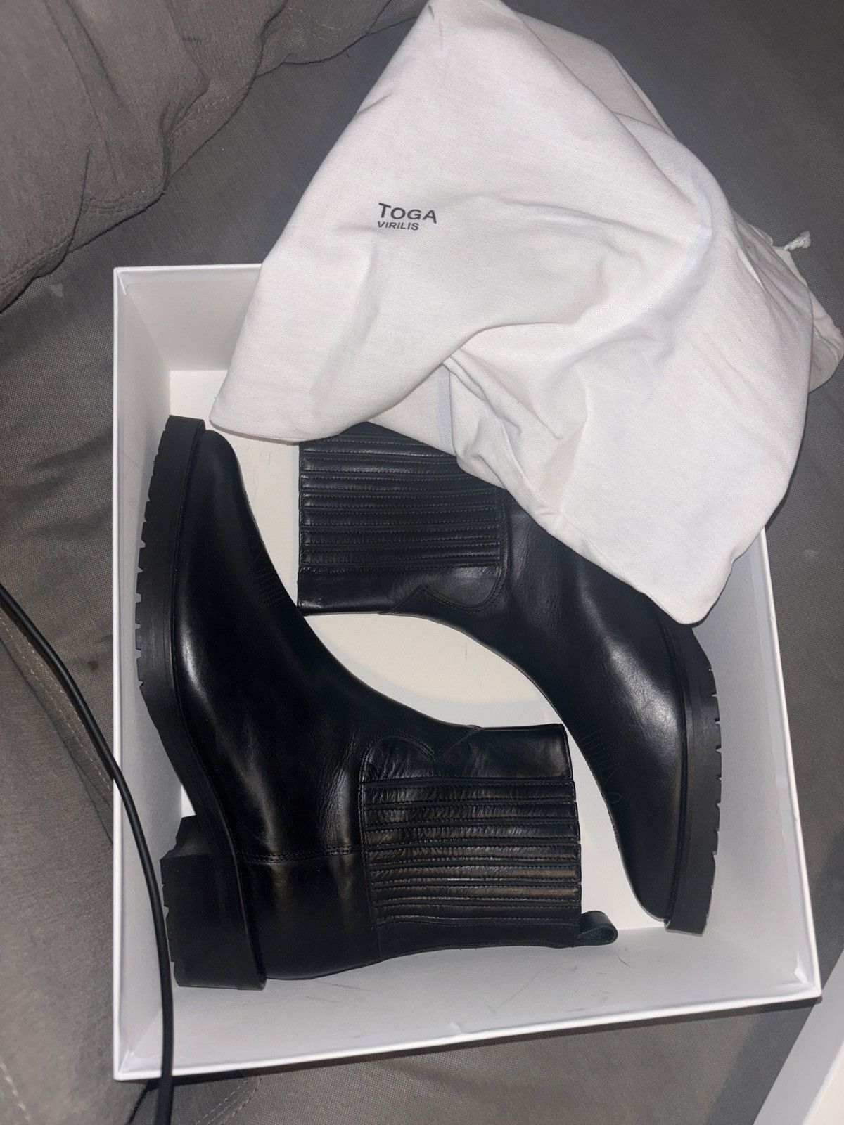 TOGA VIRILIS Toga Virilis black hard leather cowboy/dress boots Size US 8 / EU 41 - 1 Thumbnail