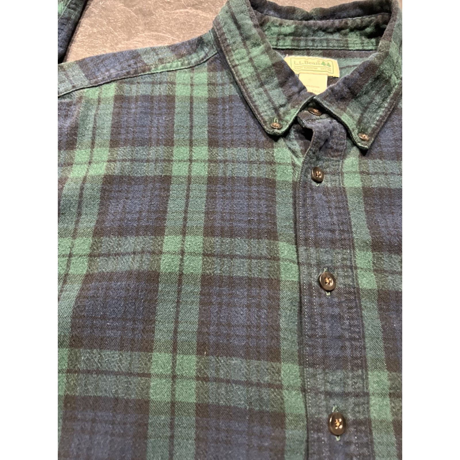 Vintage VINTAGE L.L. Bean Men's Flannel Shirt Casual Big & Tall XLT Long Sleeve Blue Green Scotch Plaid Size US XL / EU 56 / 4 - 4 Thumbnail