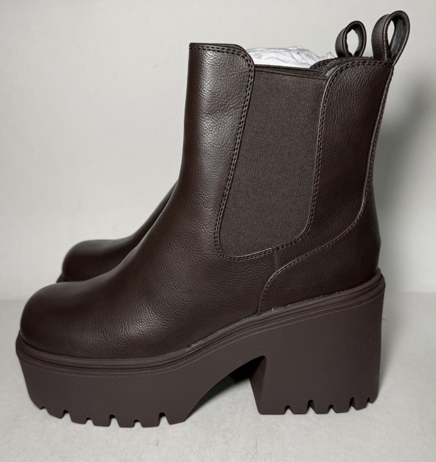 Other BURUDANI Chelsea Ankle Boots 4 inch Chunky Wedge Heel Brown Size US 9 / IT 39 - 1 Thumbnail