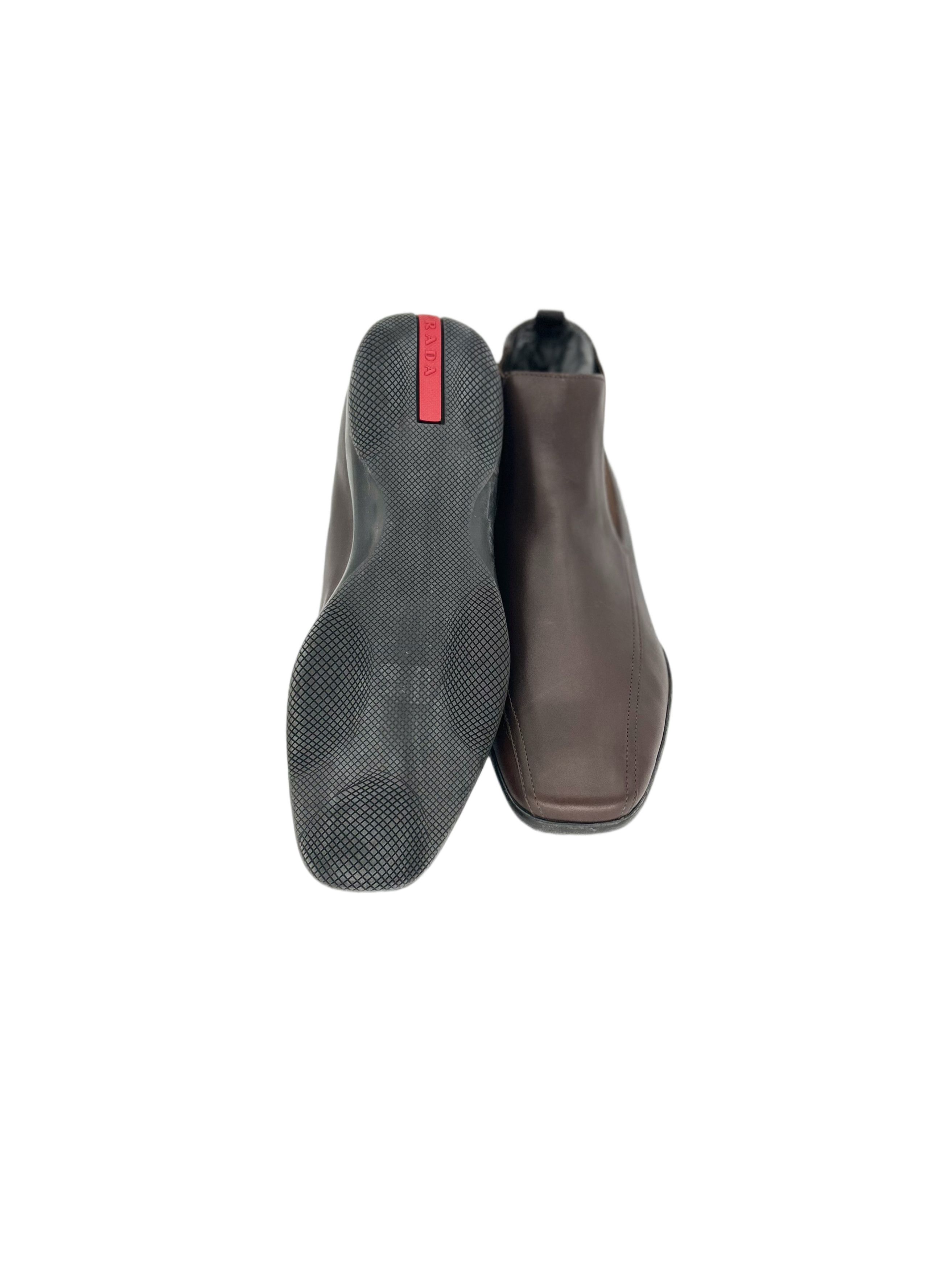 Prada Prada Linea Rossa Brown Leather Chelsea Boot Size US 6 / EU 39 - 5 Thumbnail