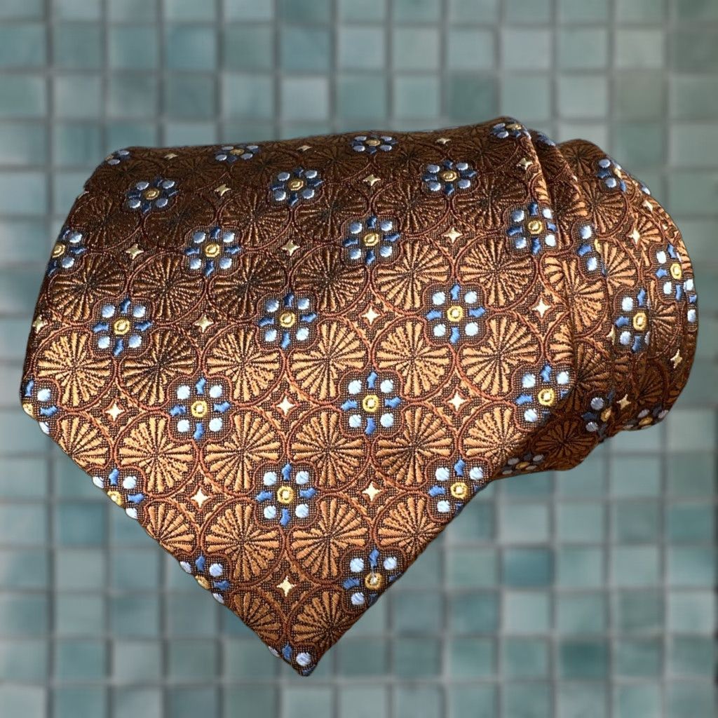 Jos. A. Bank Jos. A Bank Silk Tie Dark Orange Brown Signature Collection Necktie Geometric Size ONE SIZE - 1 Thumbnail