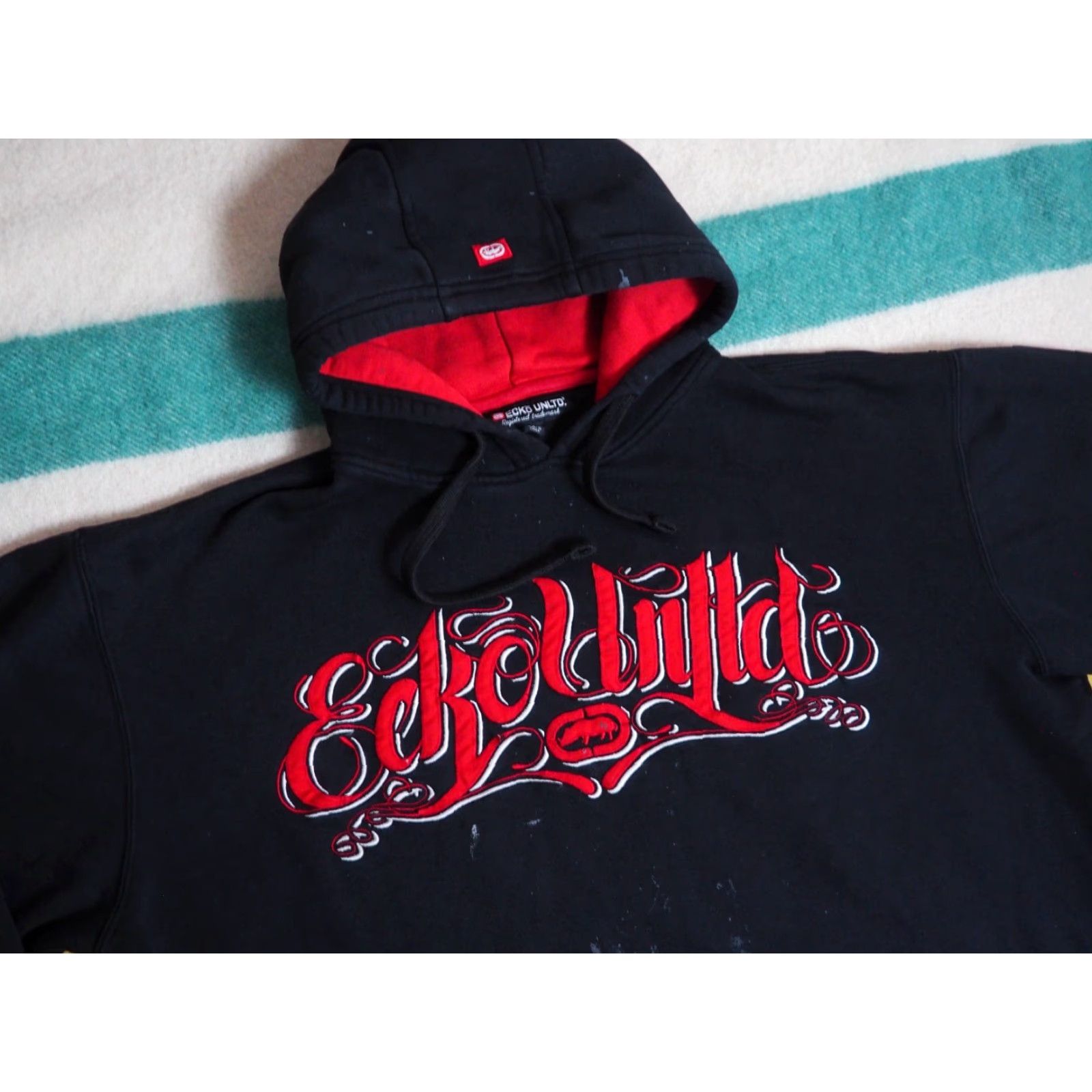 Ecko Unltd. VINTAGE Ecko Unltd Hooded Hoodie Sweatshirt XL Black Grunge Logo Crew Neck Long Sleeve Pullover Mens/Adult Pattern: Graphic Print Size US XL / EU 56 / 4 - 3 Thumbnail
