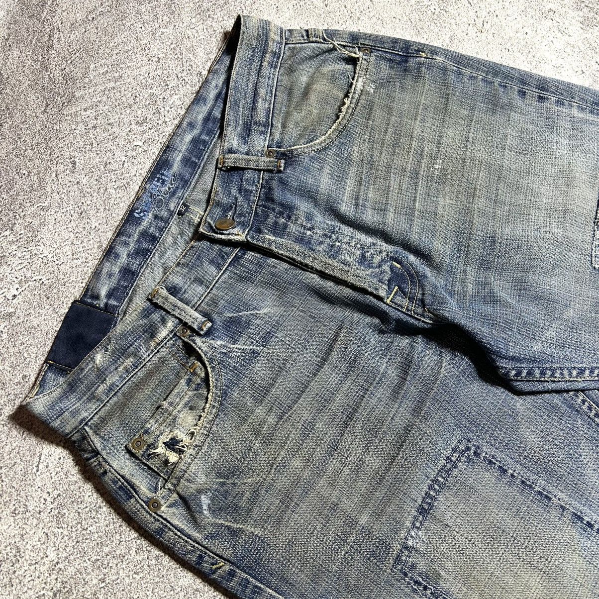 Japanese Brand Vintage SACRED BLUE Flared Denim Patchwork USA Size US 32 / EU 48 - 6 Thumbnail