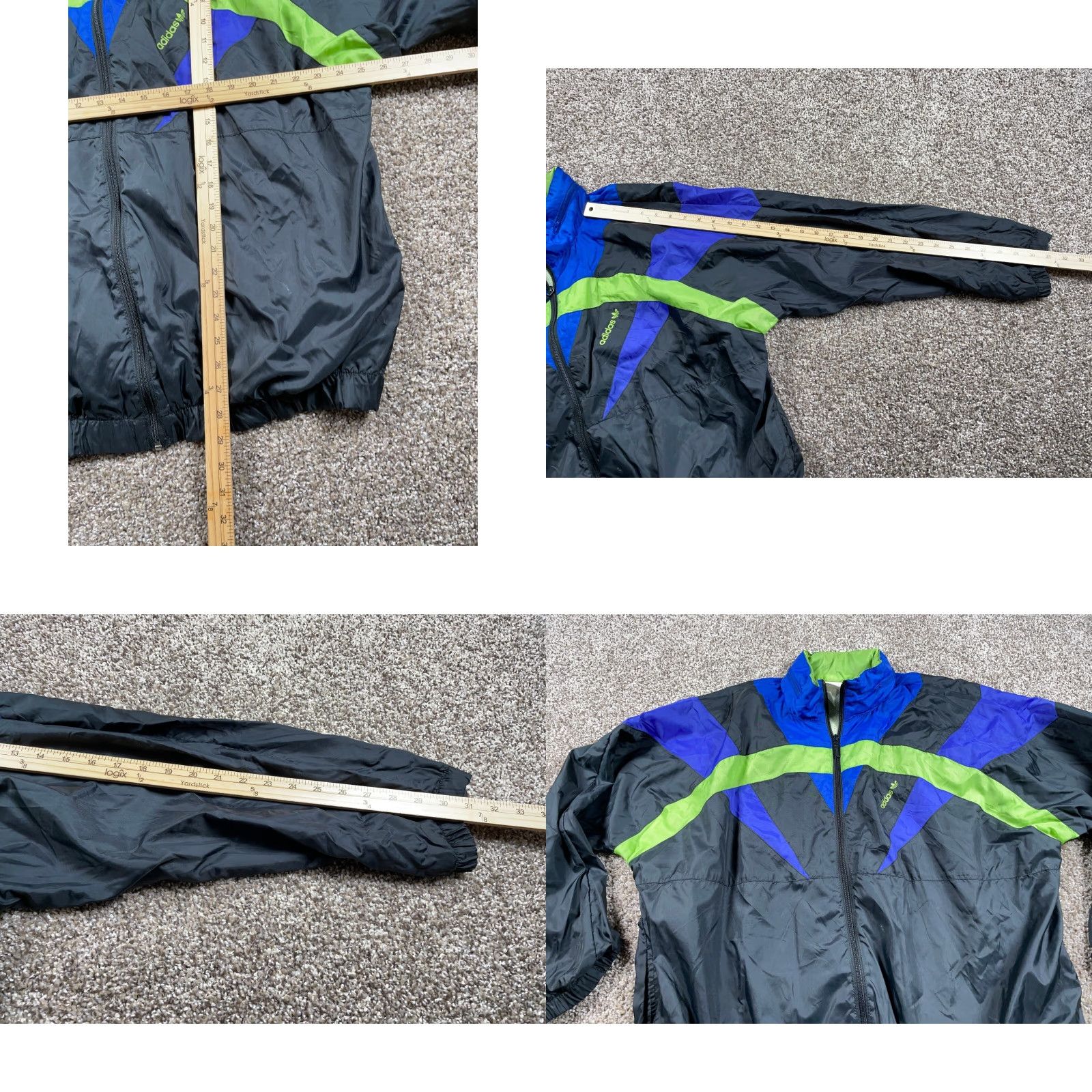 Adidas VINTAGE 80s adidas Windbreaker Jacket Adult XL Black Neon Green Trefoil Mens Size US XL / EU 56 / 4 - 8 Thumbnail