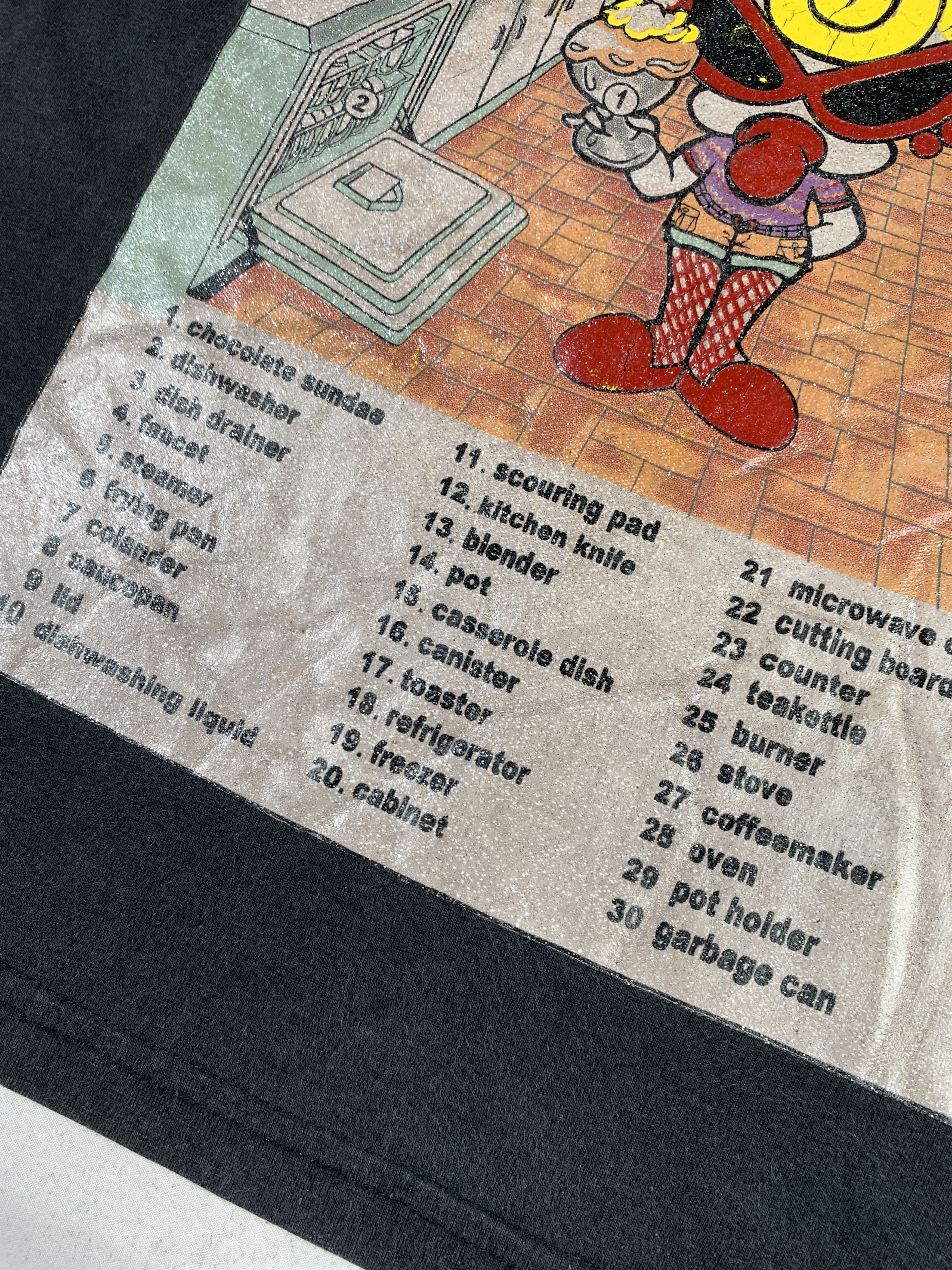 Japanese Brand Spiral Black "Whats on The Kichen?" Printed Tee (M) Size M / US 6-8 / IT 42-44 - 6 Thumbnail