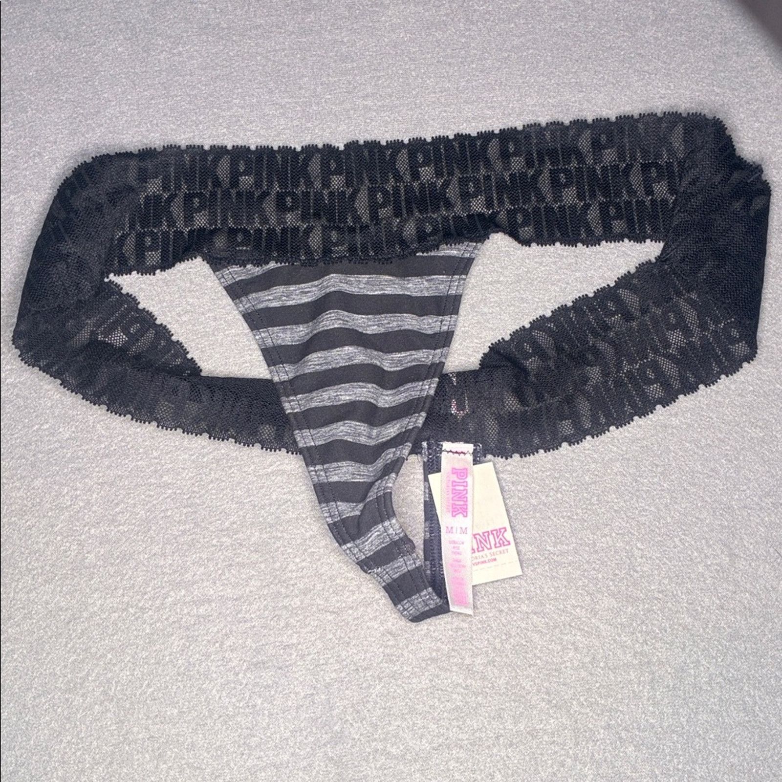 Victoria's Secret PINK Victoria's Secret Black Lace Thong NEW M Size ONE SIZE - 7 Thumbnail