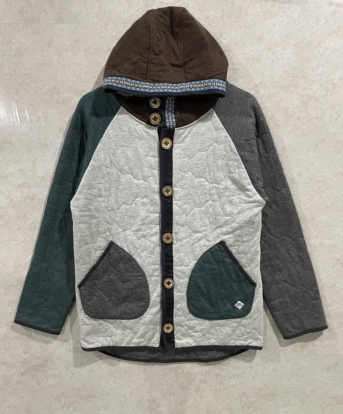image of Avant Garde Gym Master Multicolor Quilted Button Up Hoodie, Men's (Size Medium)