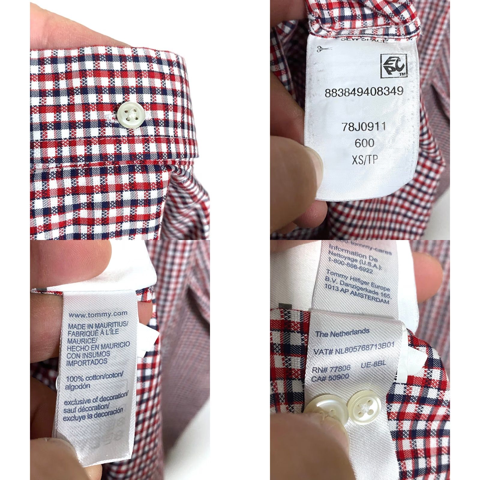Tommy Hilfiger Tommy Hilfiger Button Shirt Men XS Red White Blue Checkered Preppy Office Work Shirt Size US XS / EU 42 / 0 - 8 Thumbnail
