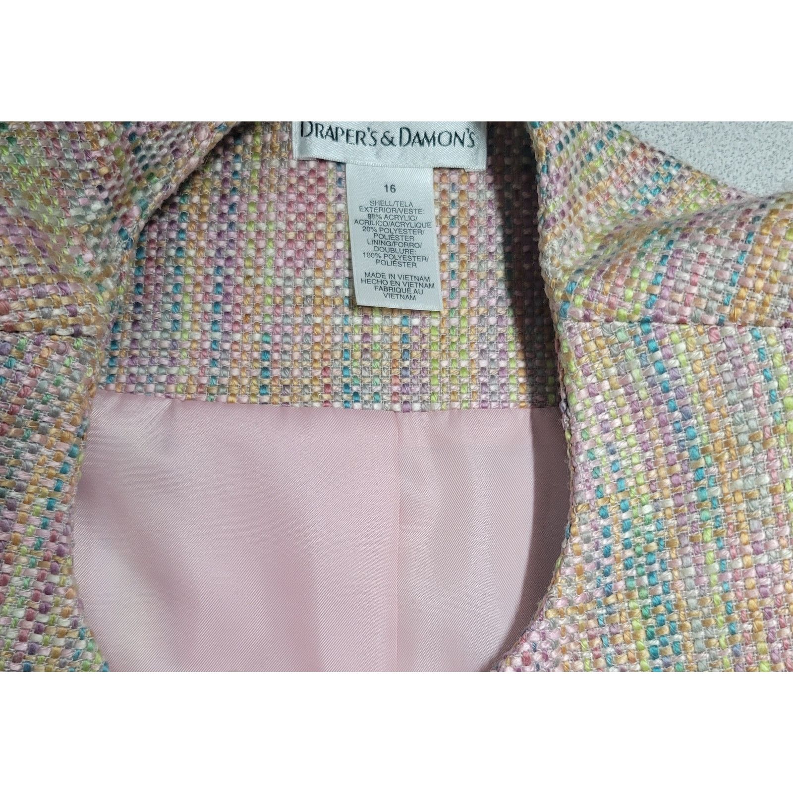 Other VTG Draper's & Damon's Pink Multi Color Button Blazer 16 Size XXL / US 16-18 / IT 52-54 - 4 Thumbnail