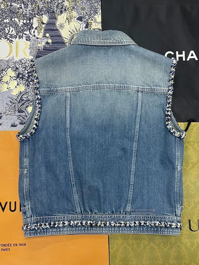 Chanel Chanel 25A tweed rolled-edged denim vest jacket Size XXS / US 00 / IT 34 - 3 Thumbnail