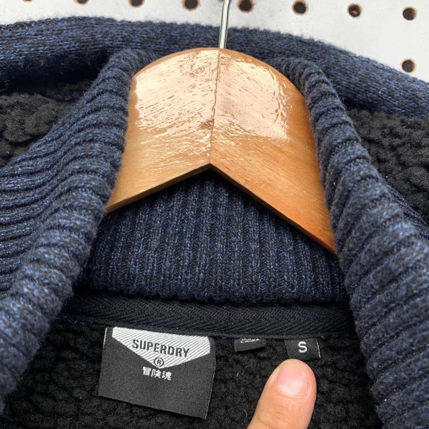 Superdry Superdry Jacket Mens Small Blue Heavy Thick Wool Hoodie Sherpa Lined Size US S / EU 44-46 / 1 - 3 Thumbnail