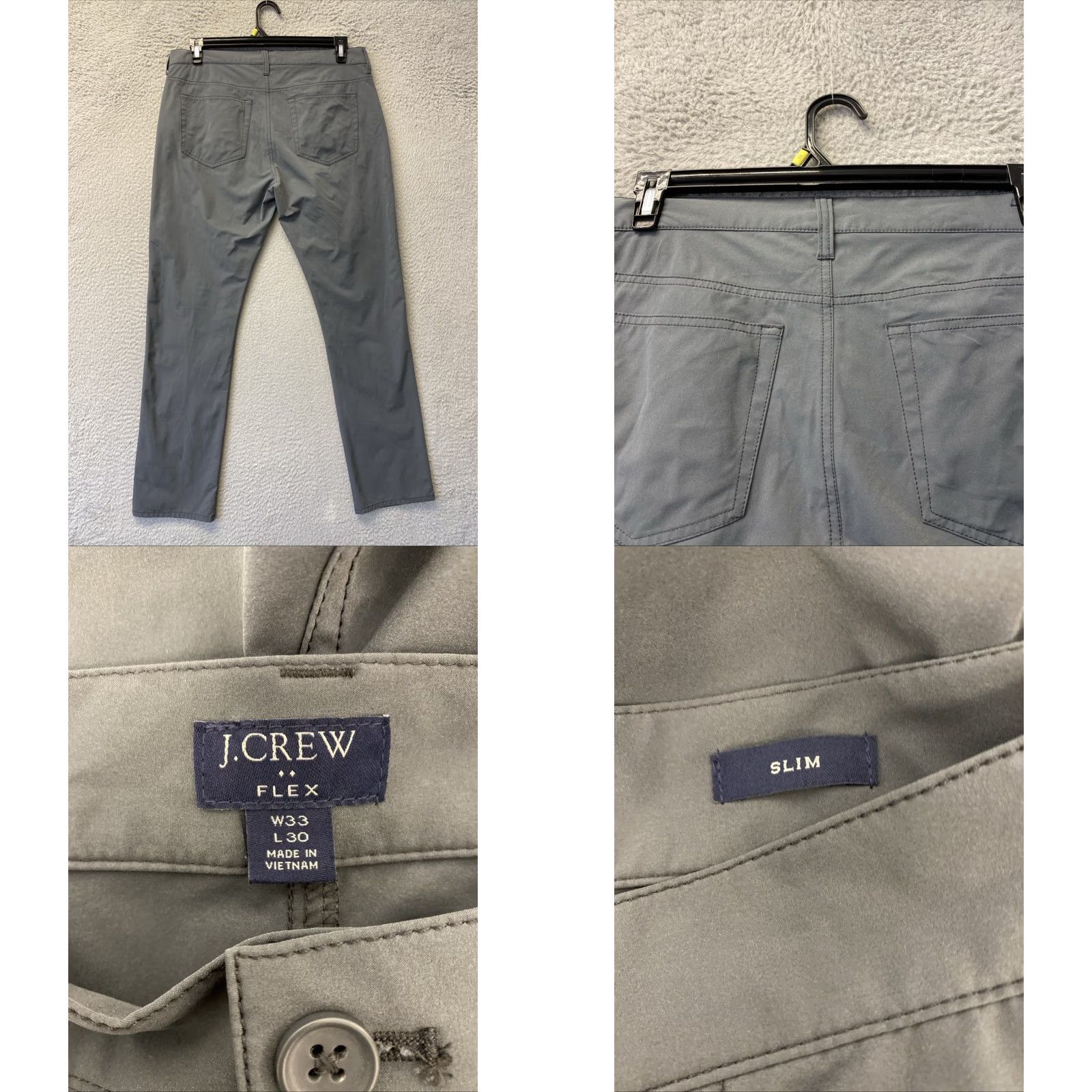 J.Crew J.Crew Slim Tech Pants Mens 33x30 Gray Stretch Preppy Travel Golf /138-4 Size US 33 - 8 Thumbnail