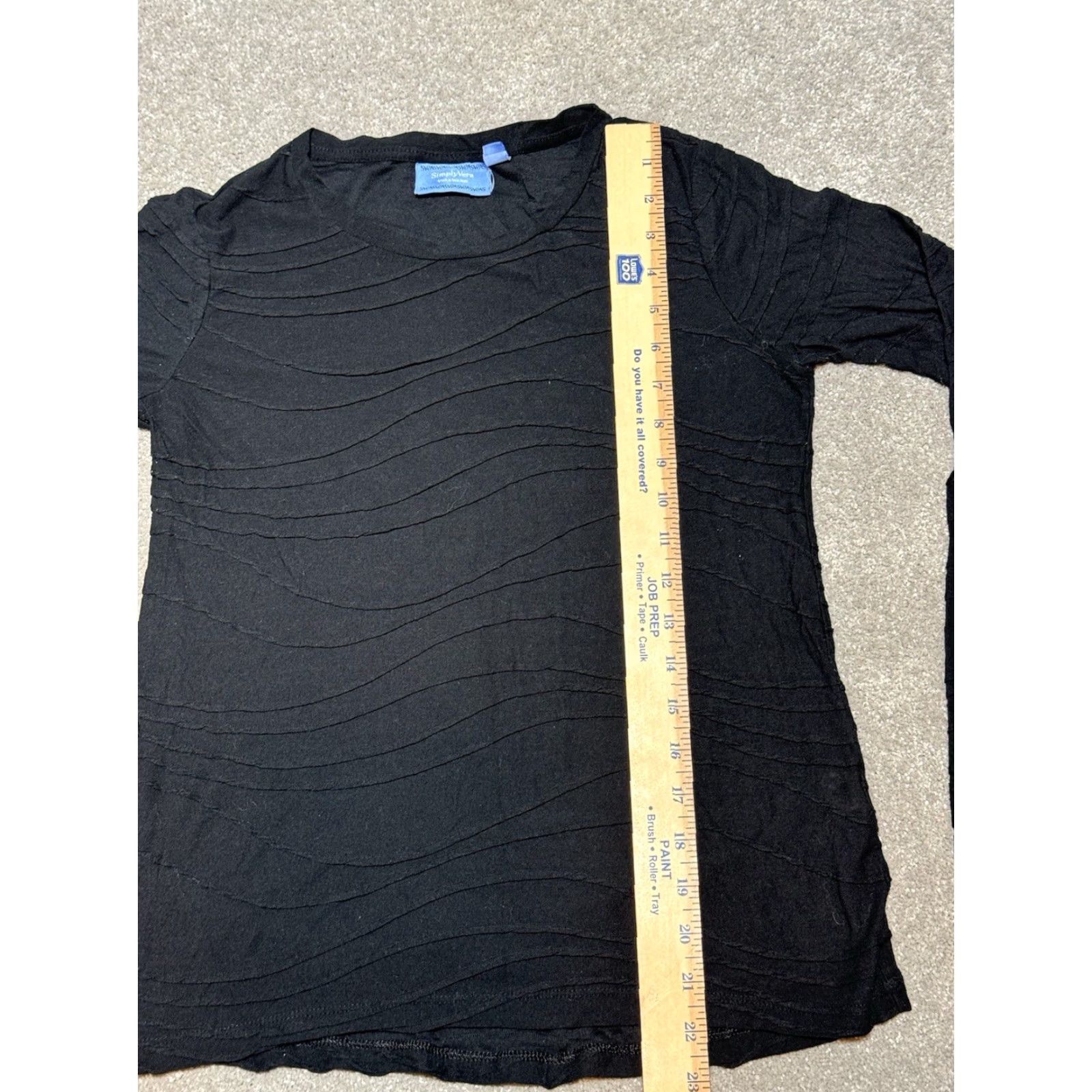 Vintage Vera Wang Simply Top Womens Small Blouse Long Sleeve Round Neck Black Solid Grunge Halloween Art Witchy Boho Womens Size S / US 4 / IT 40 - 5 Thumbnail