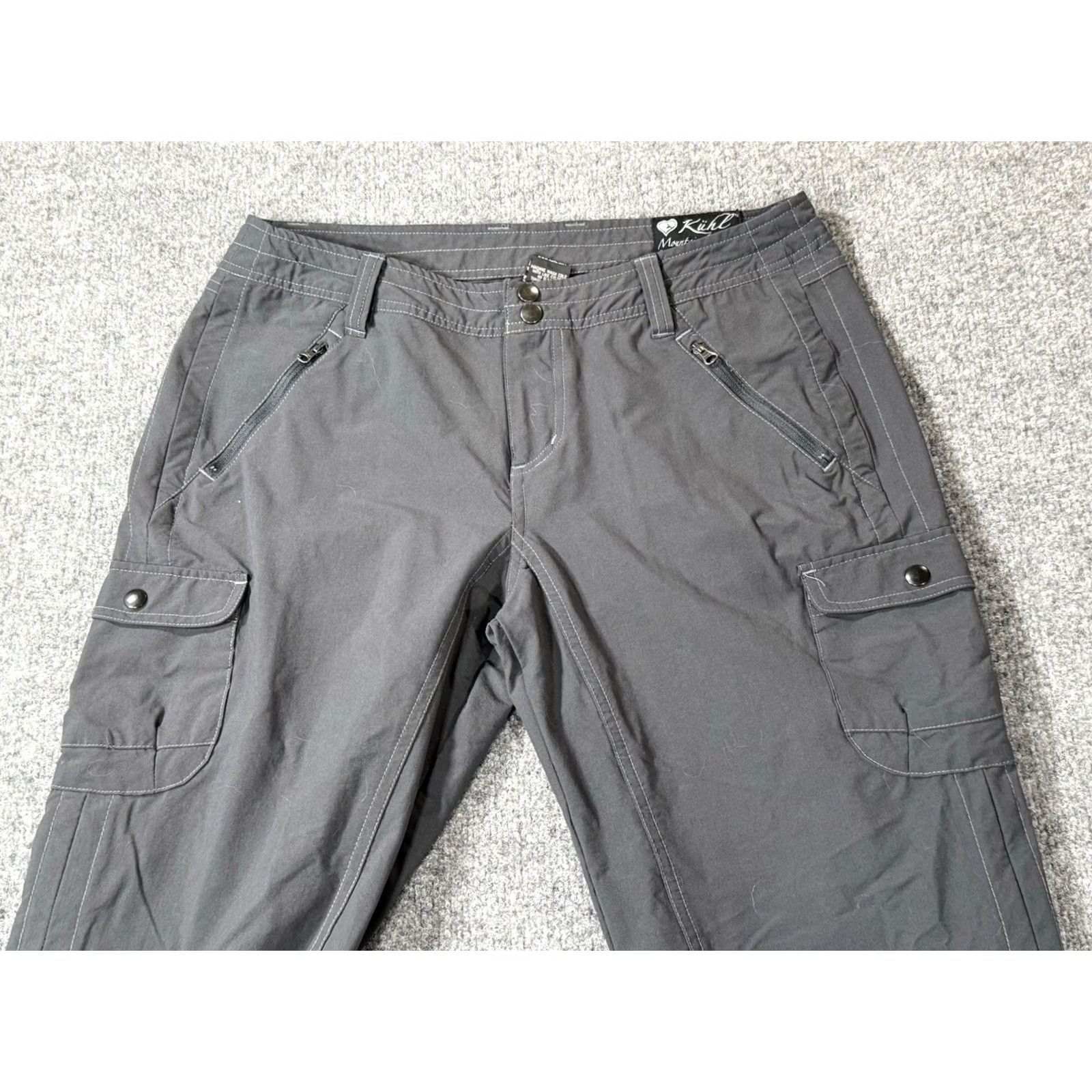 Vintage Kuhl Pants Womens 10 Gray Cargo Pockets Hiking Pants Straight Roll Up Leg Size 32" / US 10 / IT 46 - 4 Thumbnail