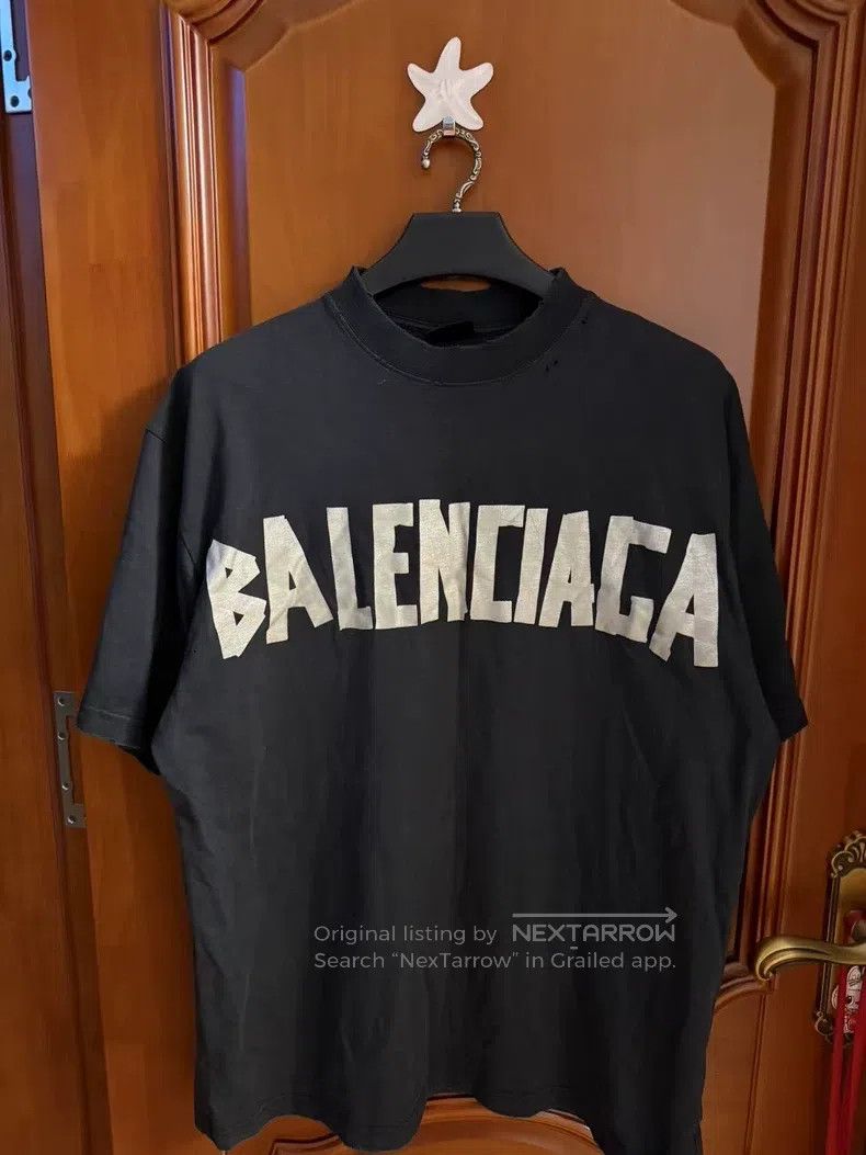 Balenciaga Balenciaga Silver Tape Short-Sleeve Size US M / EU 48-50 / 2 - 1 Thumbnail