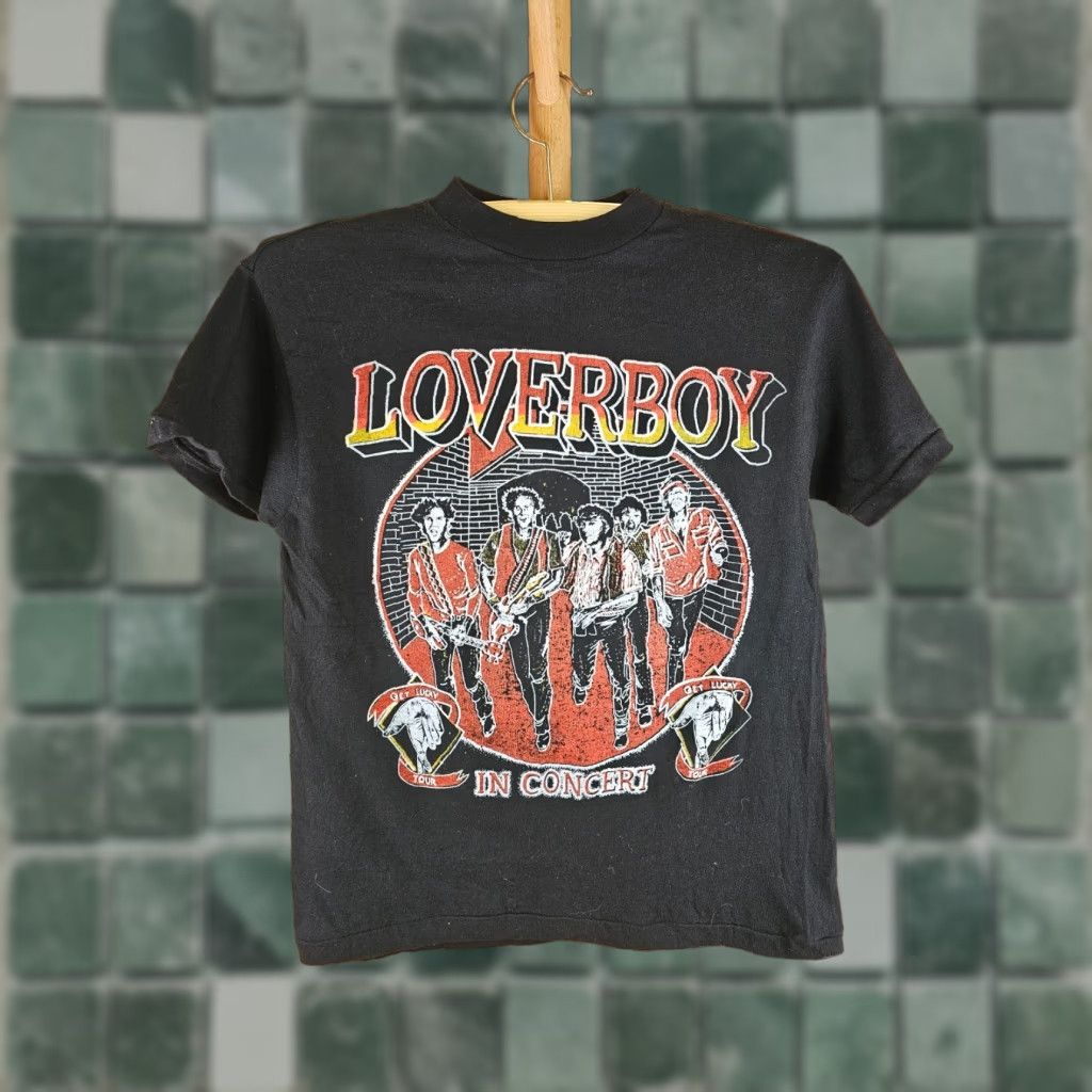 Vintage VINTAGE DEADSTOCK 80' LOVERBOY ROCK TOUR CONCERT T-SHIRT SZ M PAKISTAN Men T-Shirt Black Cotton Short Sleeve Round Neck Paramout? Size US M / EU 48-50 / 2 - 1 Thumbnail