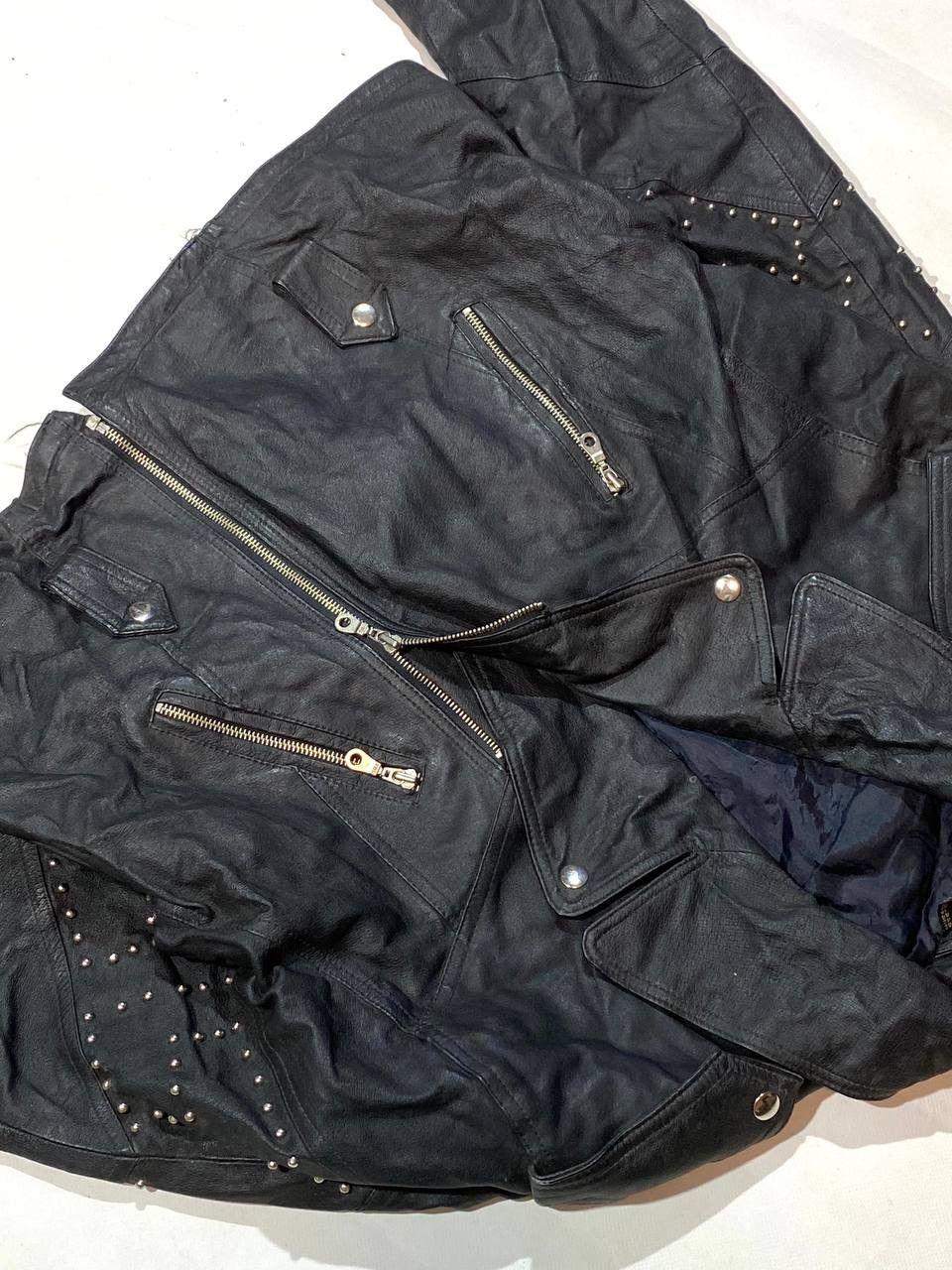 Leather Front Leather Biker Leather Jacket Size M / US 6-8 / IT 42-44 - 5 Thumbnail