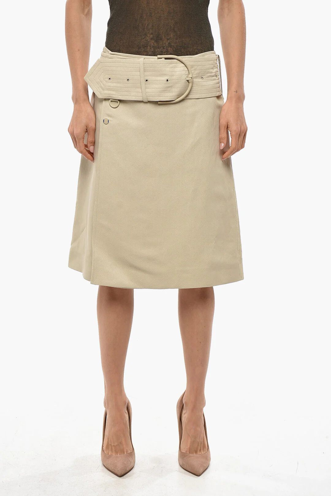Burberry og1mm0426 Midi Wrap Skirt in Beige Size 25" / US 0 / IT 36 - 1 Thumbnail