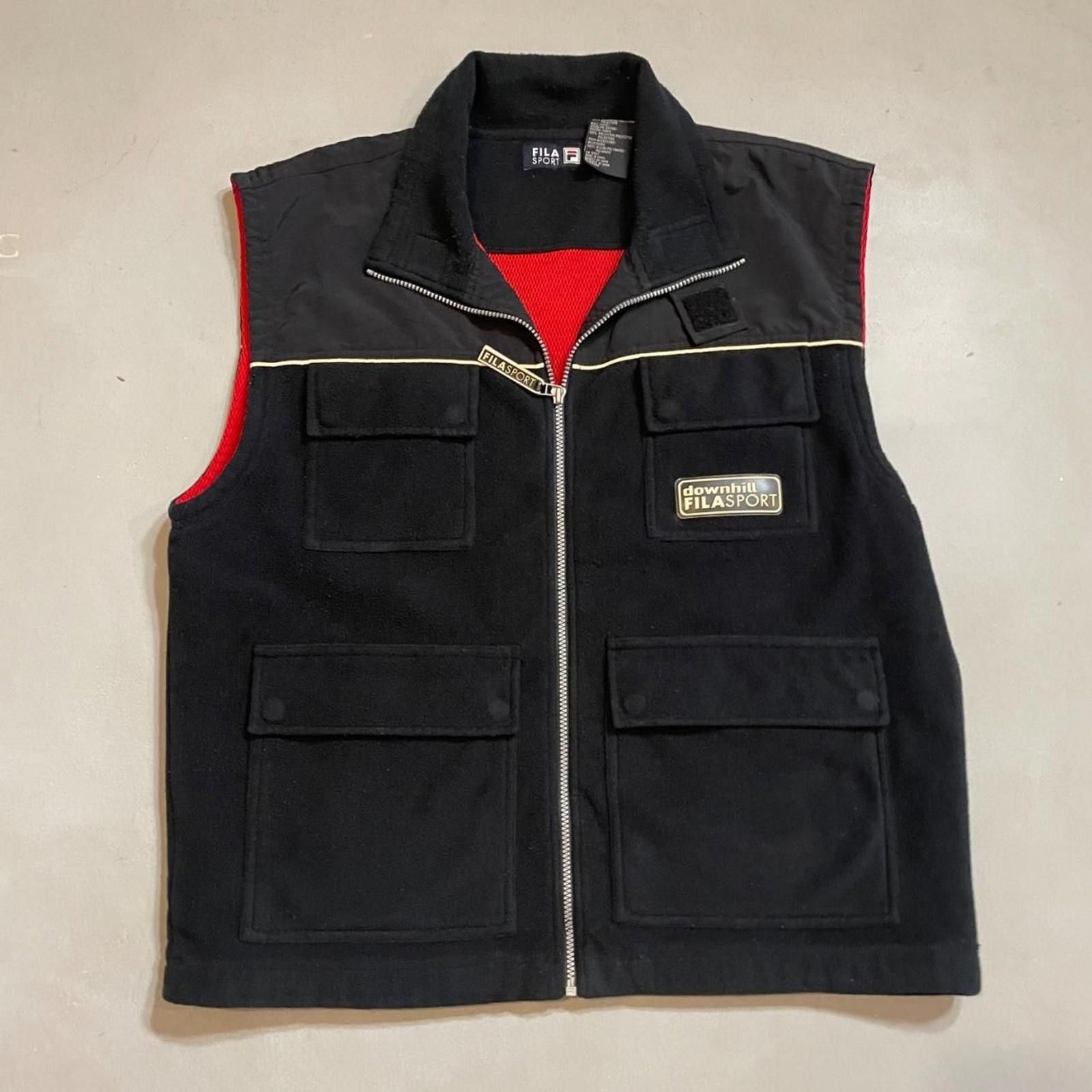 Fila 90s Fila Sport Downhill Black Vest Fleece Zip Up Mesh Lined Size US XL / EU 56 / 4 - 1 Thumbnail