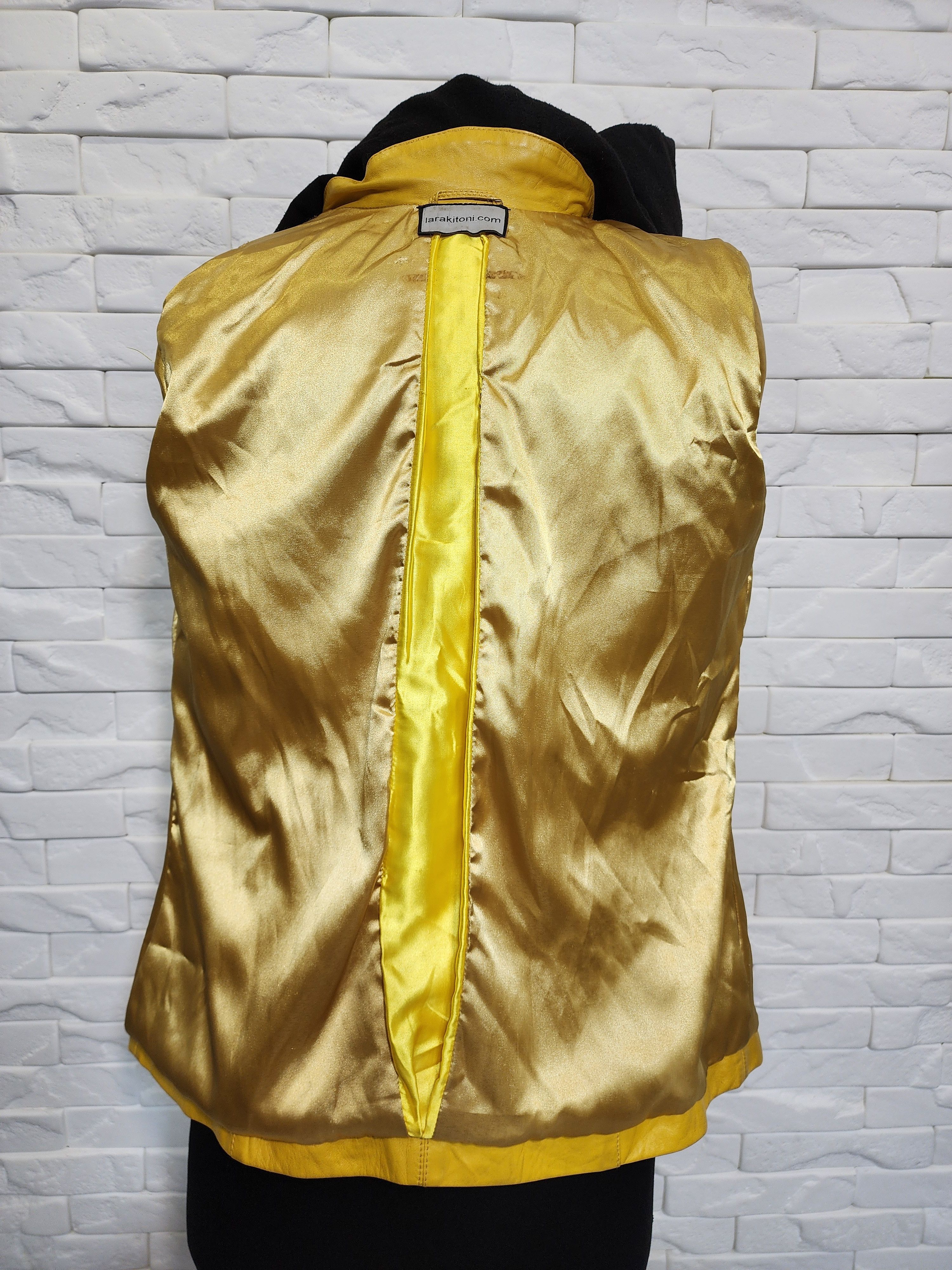 Genuine Leather Yellow Leather Hooded Jacket: Women's Sport Coat Size M / US 6-8 / IT 42-44 - 8 Thumbnail