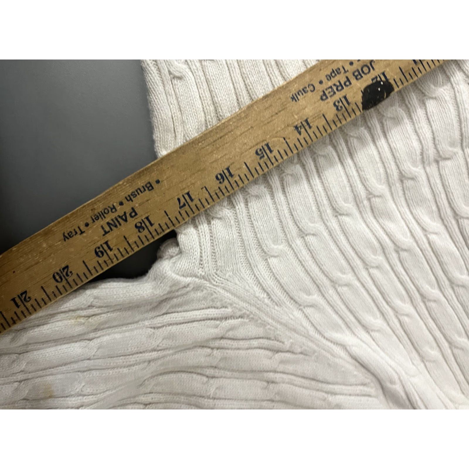 Liz Claiborne Liz Claiborne Sweater L White V-Neck Long Sleeve Cable-Knit Cotton Pullover Women Size L / US 10 / IT 46 - 5 Thumbnail