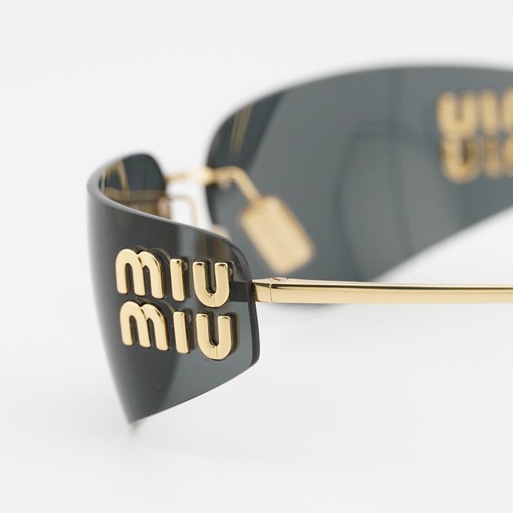 Miu Miu Miu Miu MUA51S 5AK5S0 Sunglasses Gold Rectangle Frame Size ONE SIZE - 9 Thumbnail