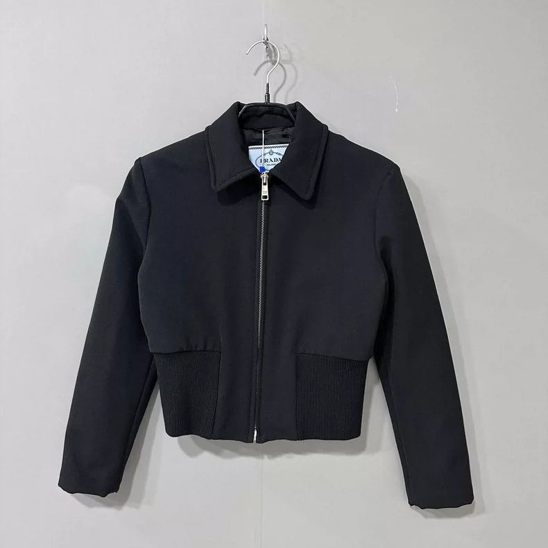 Prada Black Short Zipper Cotton Jacket- DMC Size US M / EU 48-50 / 2 - 1 Thumbnail