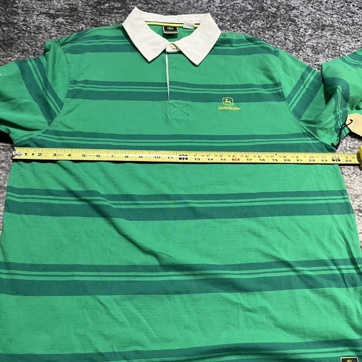 John Deere Vintage John Deere Green Striped Longsleeve Rugby Polo NEW Size US XL / EU 56 / 4 - 10 Thumbnail