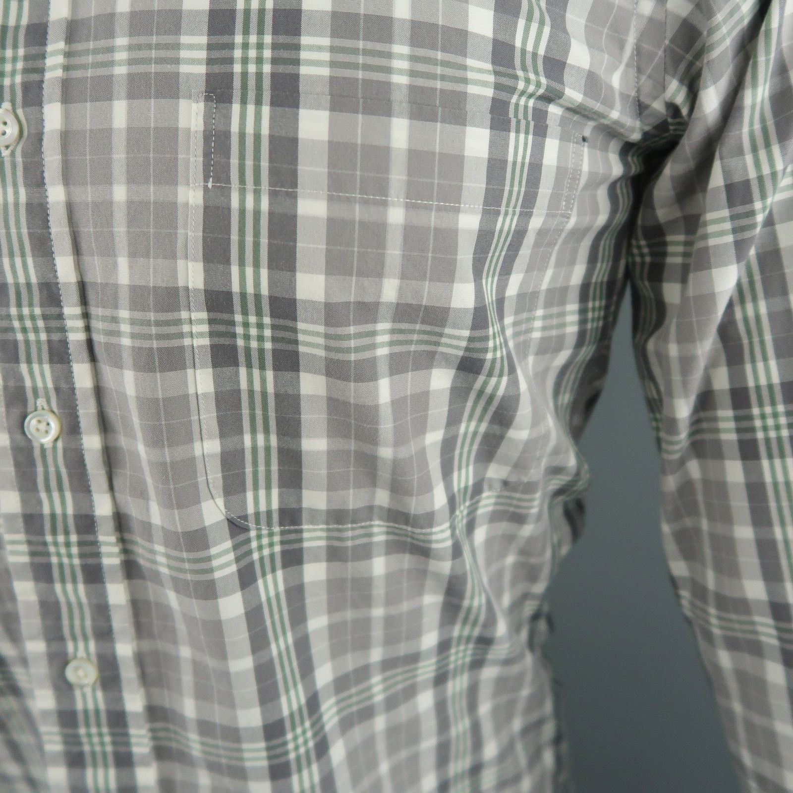 Thom Browne Size S Grey Plaid Cotton Button Down Long Sleeve Shirt Size US S / EU 44-46 / 1 - 3 Thumbnail