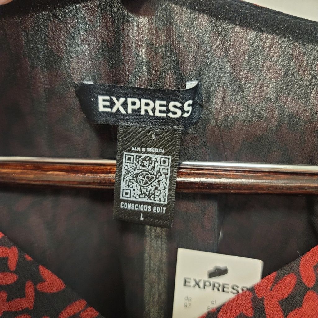 Express NWT Express Long Sleeve Peplum Blouse Size L / US 10 / IT 46 - 3 Thumbnail