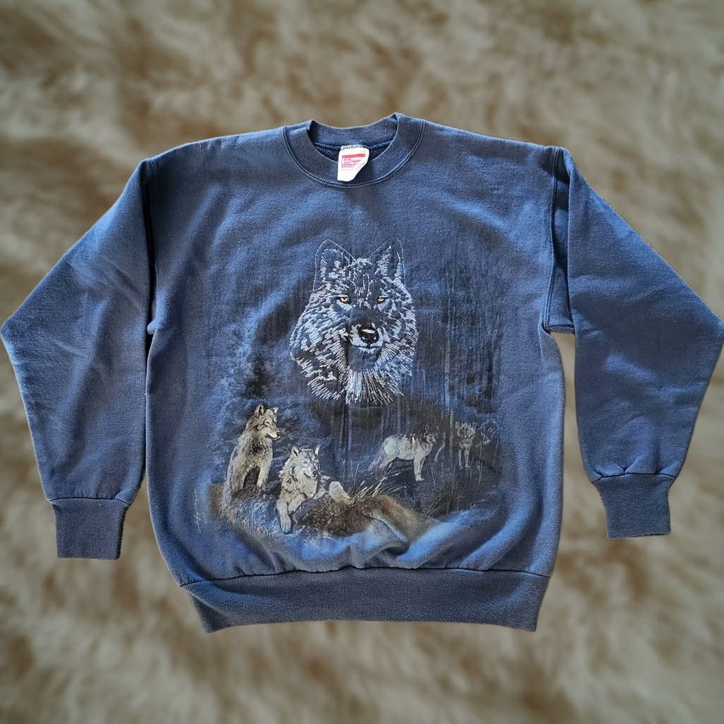 Hanes VINTAGE 90s Hanes Sweatshirt Adult Medium Blue Crew Neck Mens Size US M / EU 48-50 / 2 - 1 Thumbnail