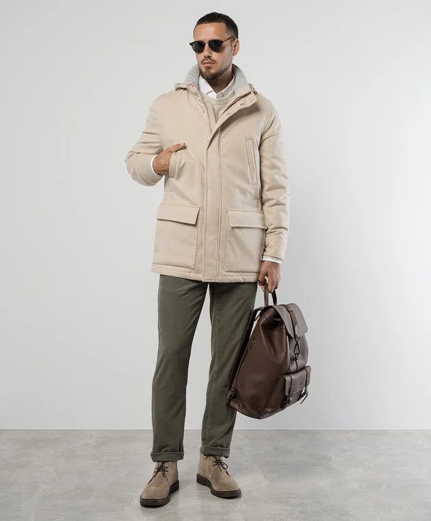 o1w1db10226 Cashmere Hooded Jacket in Beige