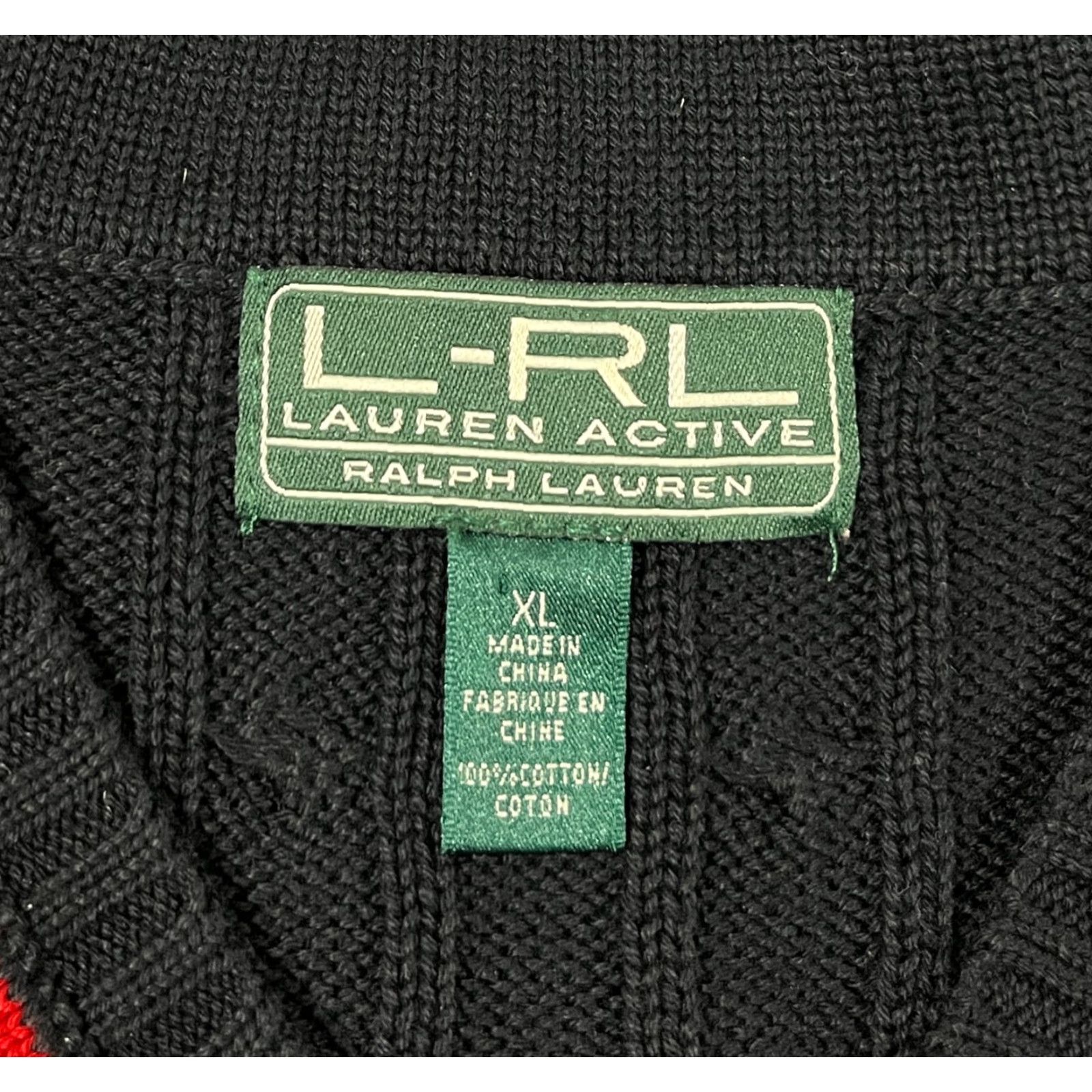 Ralph Lauren VINTAGE Lauren Ralph Lauren Women's Cable Knit V-Neck Cricket Sweater XL Black Pullover Knit Classic, Preppy Mens? Women? (adjust) Size XL / US 12-14 / IT 48-50 - 6 Thumbnail