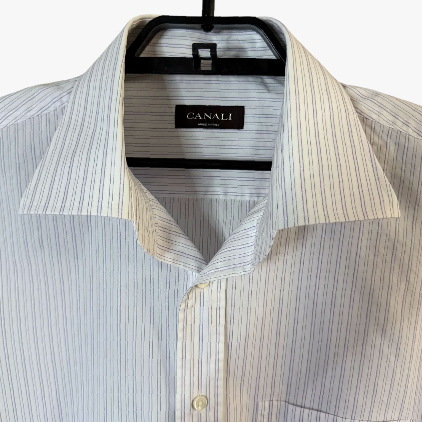 Canali VINTAGE Canali Striped Dress Shirt White Men's XL 100% Cotton Business Formal Modern Size 46R - 5 Thumbnail