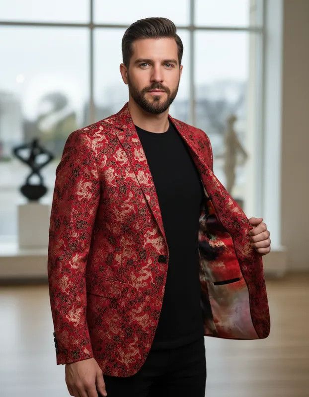 Tallia TALLIA DRAGONS BLAZER 42S RED AND GOLD-FASHIONELLA Size 42S - 7 Thumbnail