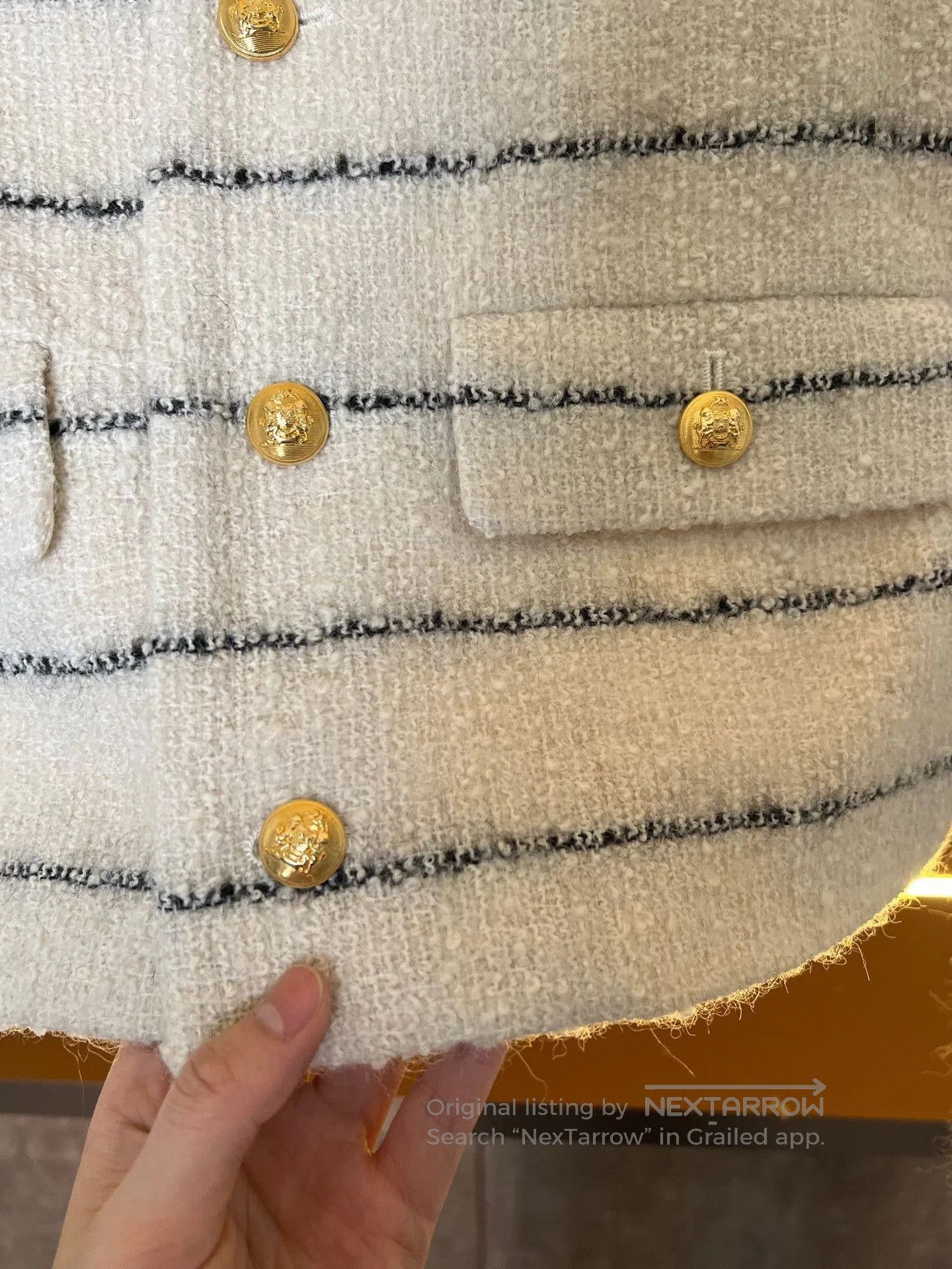Celine Celine Striped Gold Button Wool Jacket. Size S / US 4 / IT 40 - 3 Thumbnail