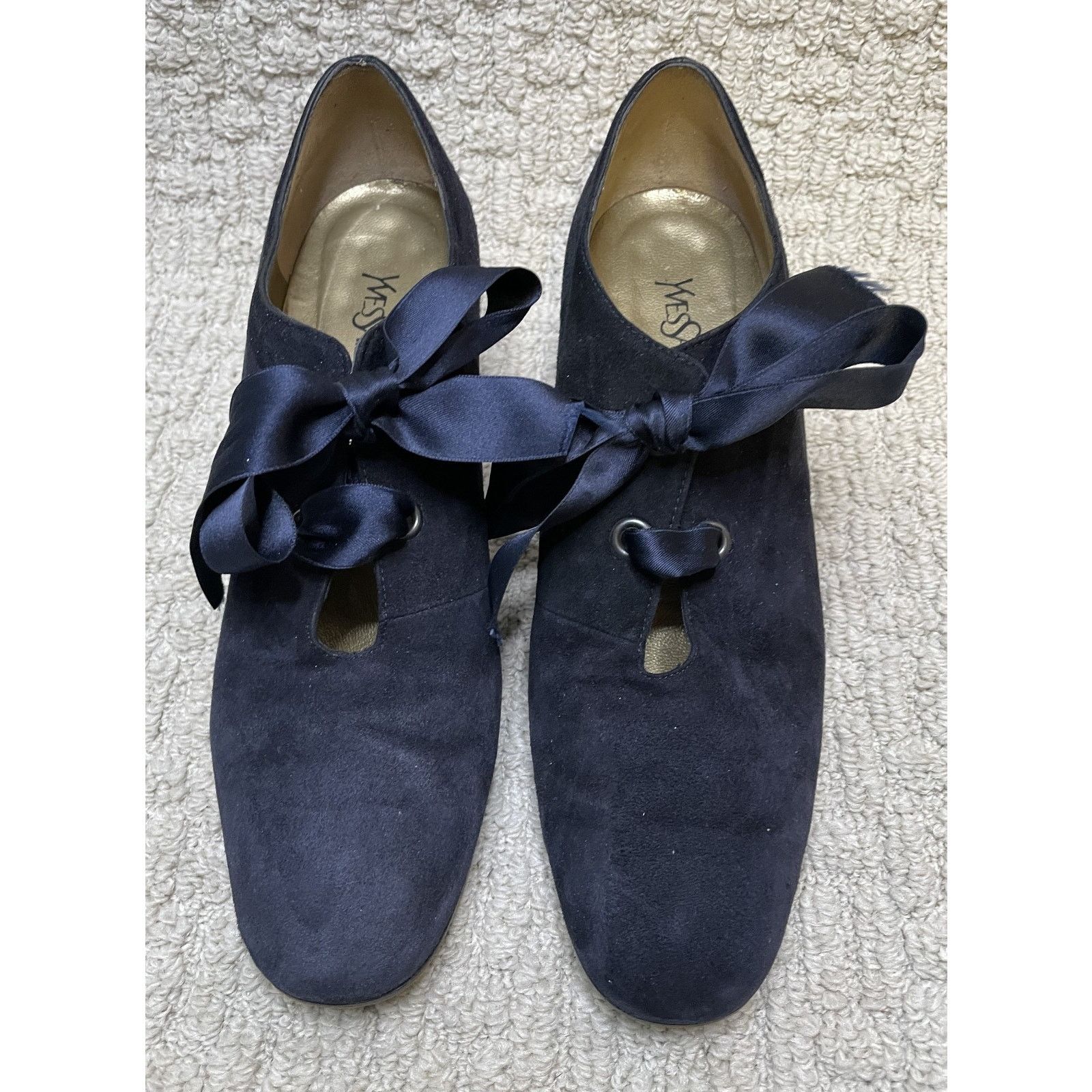 Yves Saint Laurent Yves Saint Lauren Shoes 9M Navy Blue Lace Up Victorian Look Size US 9 / IT 39 - 3 Thumbnail