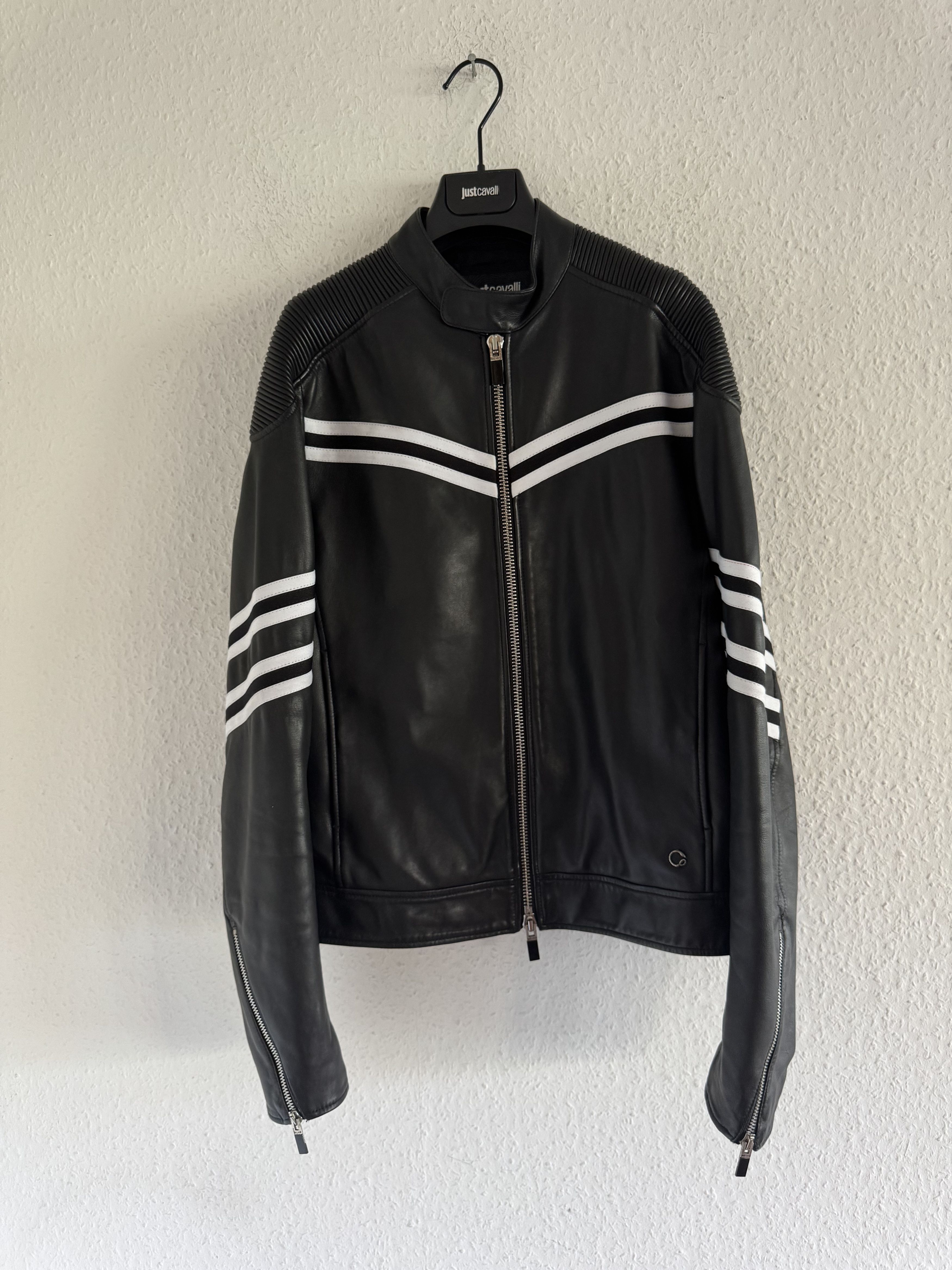 Just Cavalli Resort 2017 Striped Leather Biker Jacket Size US S / EU 44-46 / 1 - 3 Thumbnail