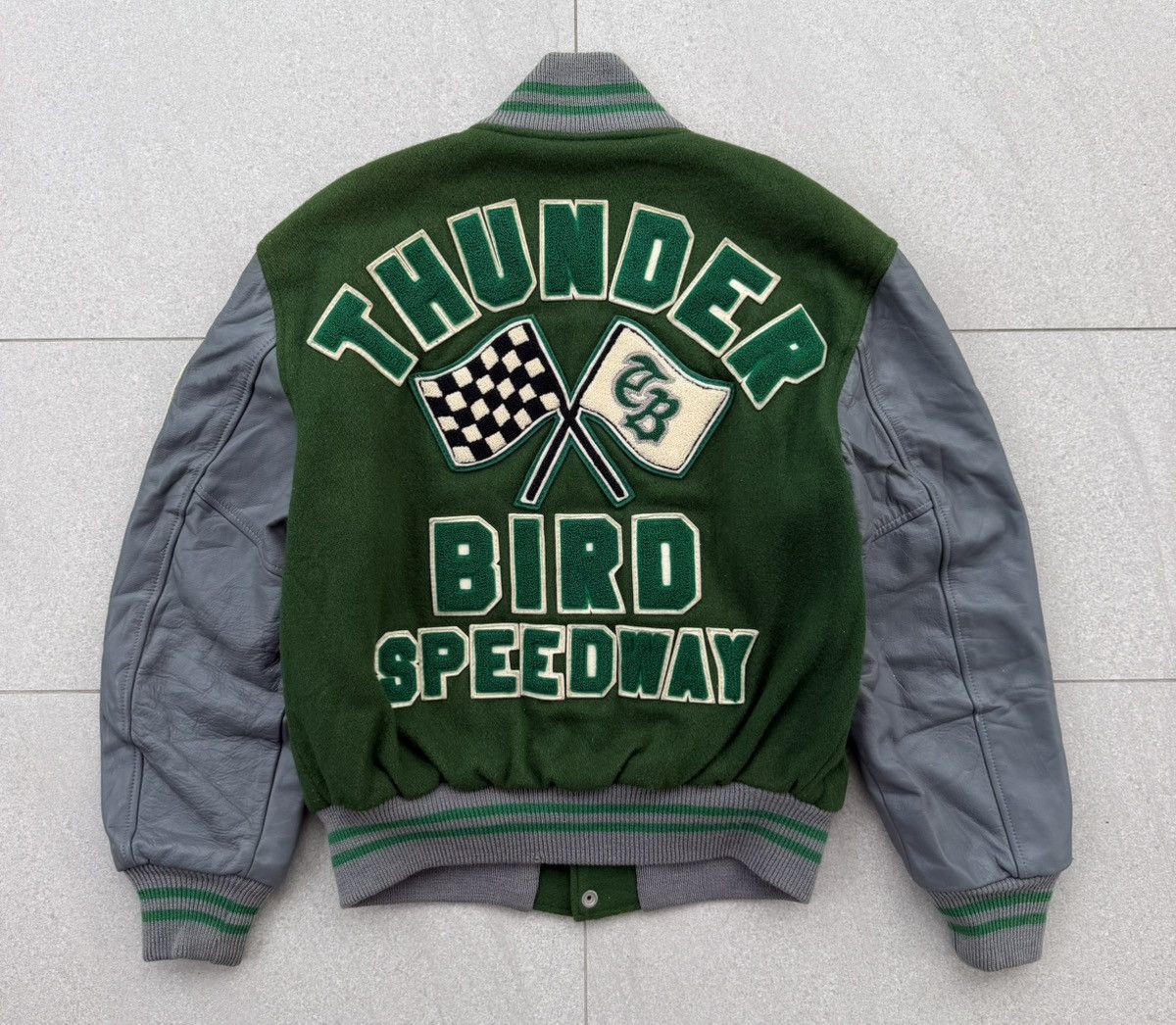 Vintage Vintage Thunder Bird Speedway Wool Leather Varsity Jacket Size US L / EU 52-54 / 3 - 1 Thumbnail