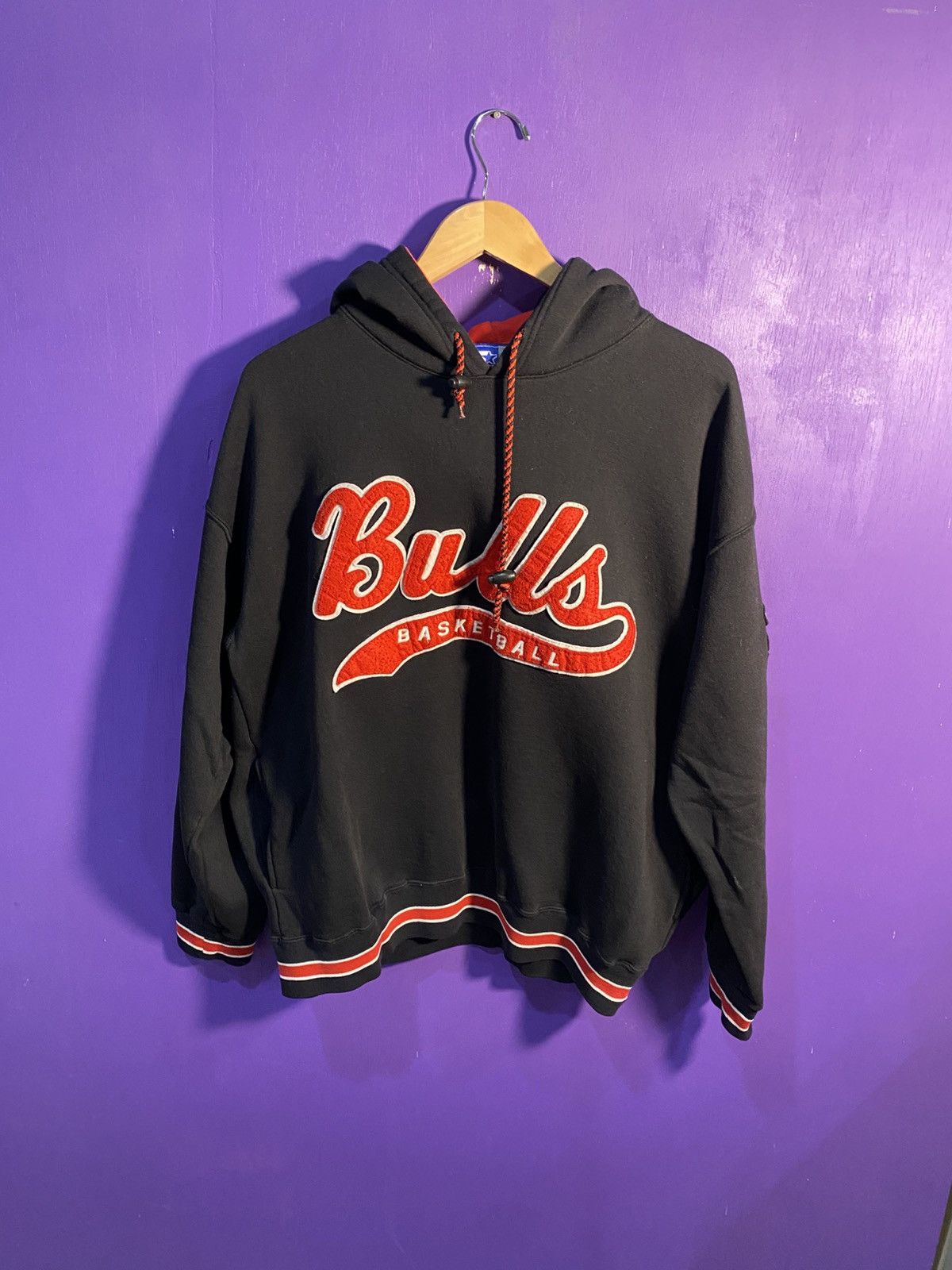 Starter Vintage 90s Starter Chicago bulls script logo hoodie Size US L / EU 52-54 / 3 - 1 Thumbnail