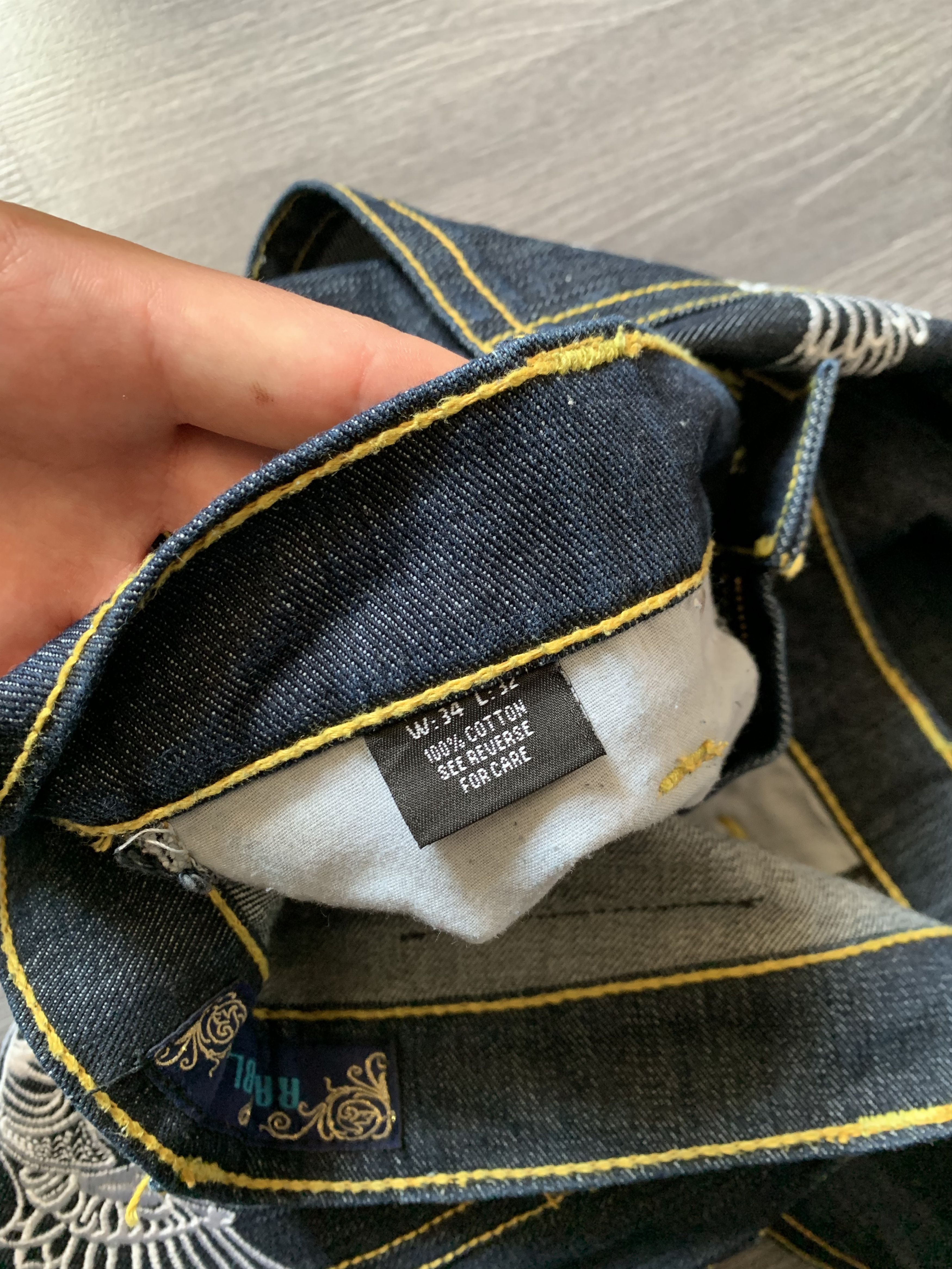 Japanese Brand Raw Blue Y2K Embroidered Baggy Rap Pants Size US 34 / EU 50 - 8 Thumbnail