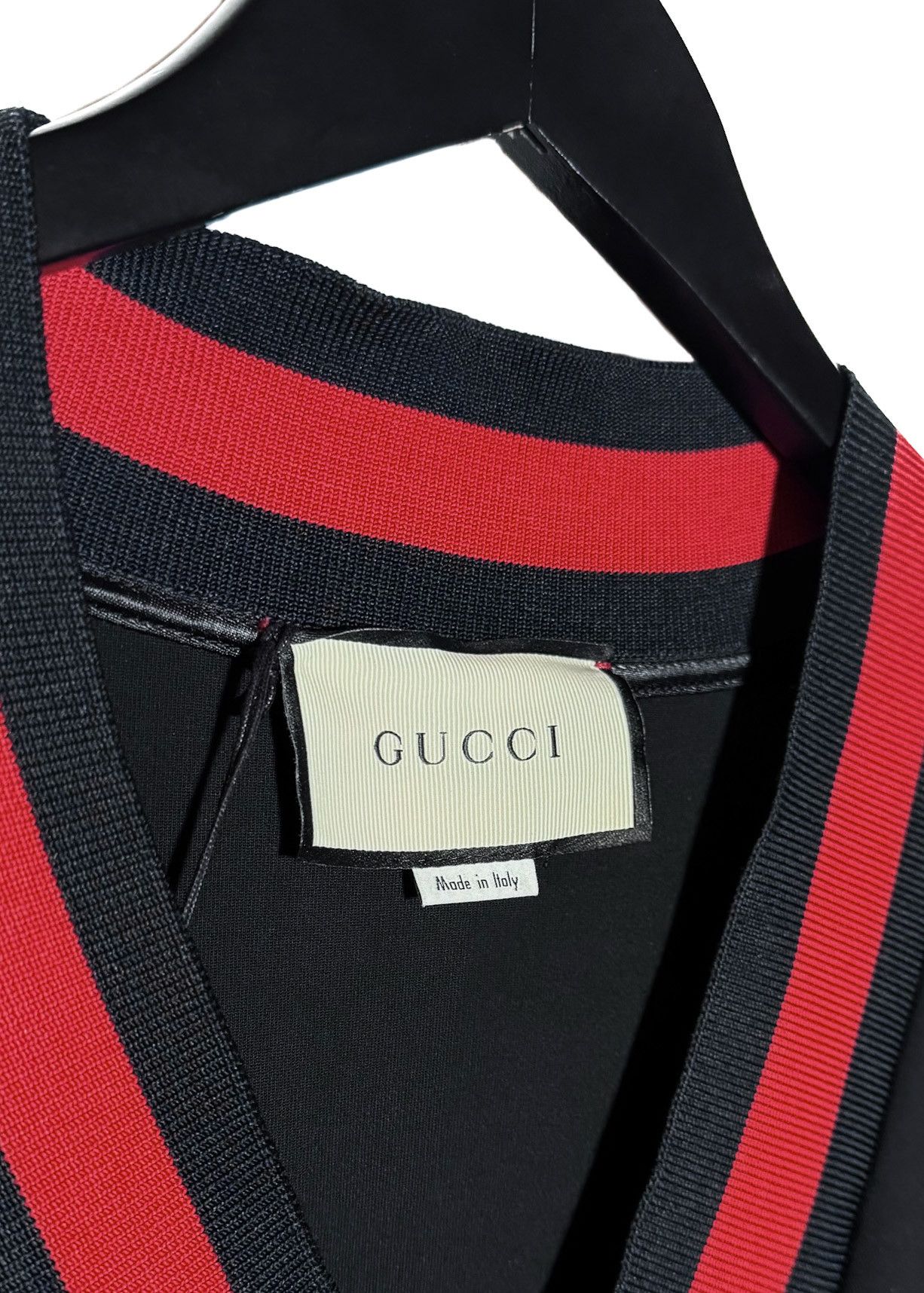 Gucci 2018 Black Sylvie Web Accent V-neck Shift Mini Dress