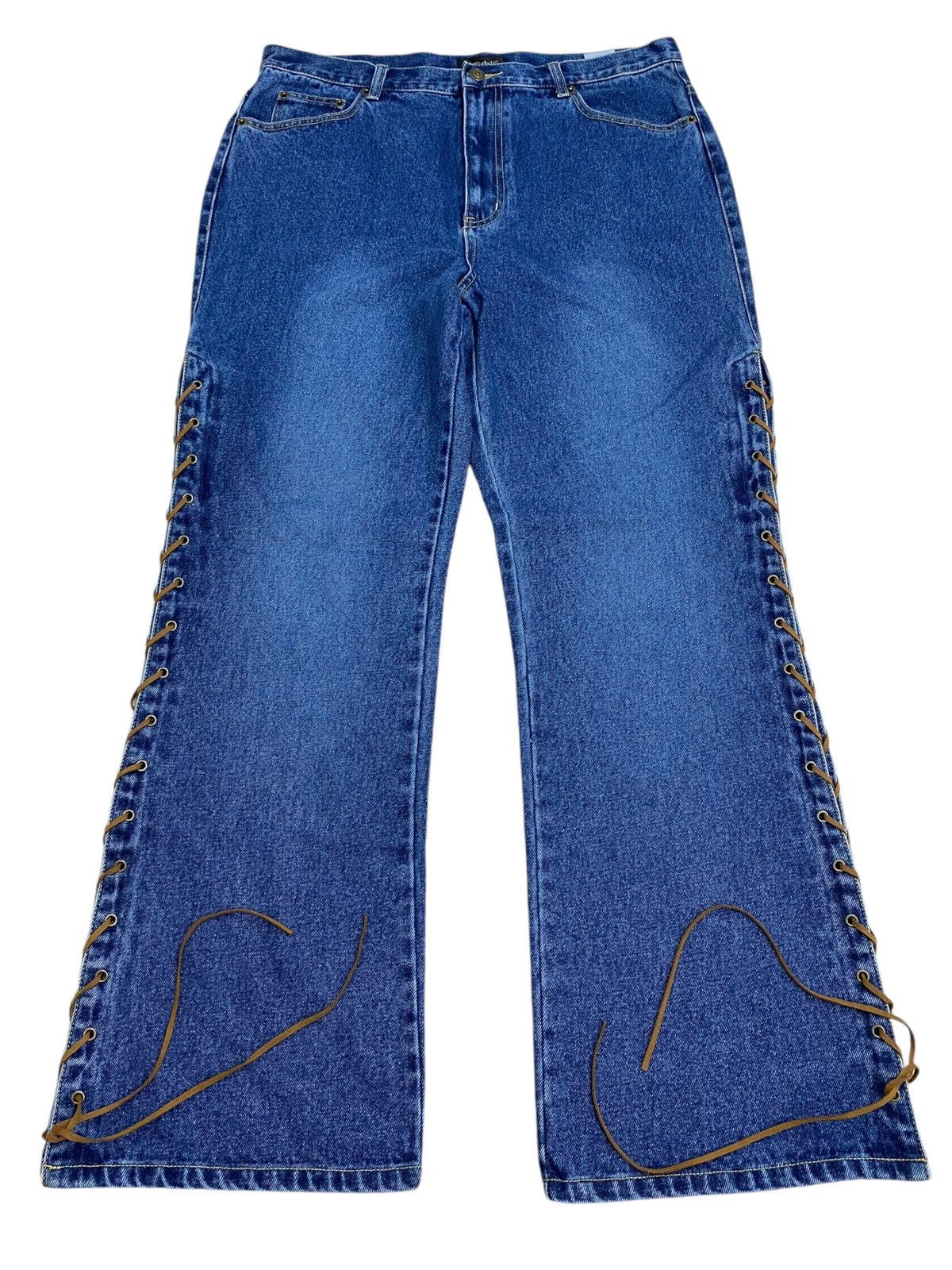 Japanese Brand Livre Claire Baggy Lace Up High Waist Denim Jean Rope Side Size US 34 / EU 50 - 7 Thumbnail