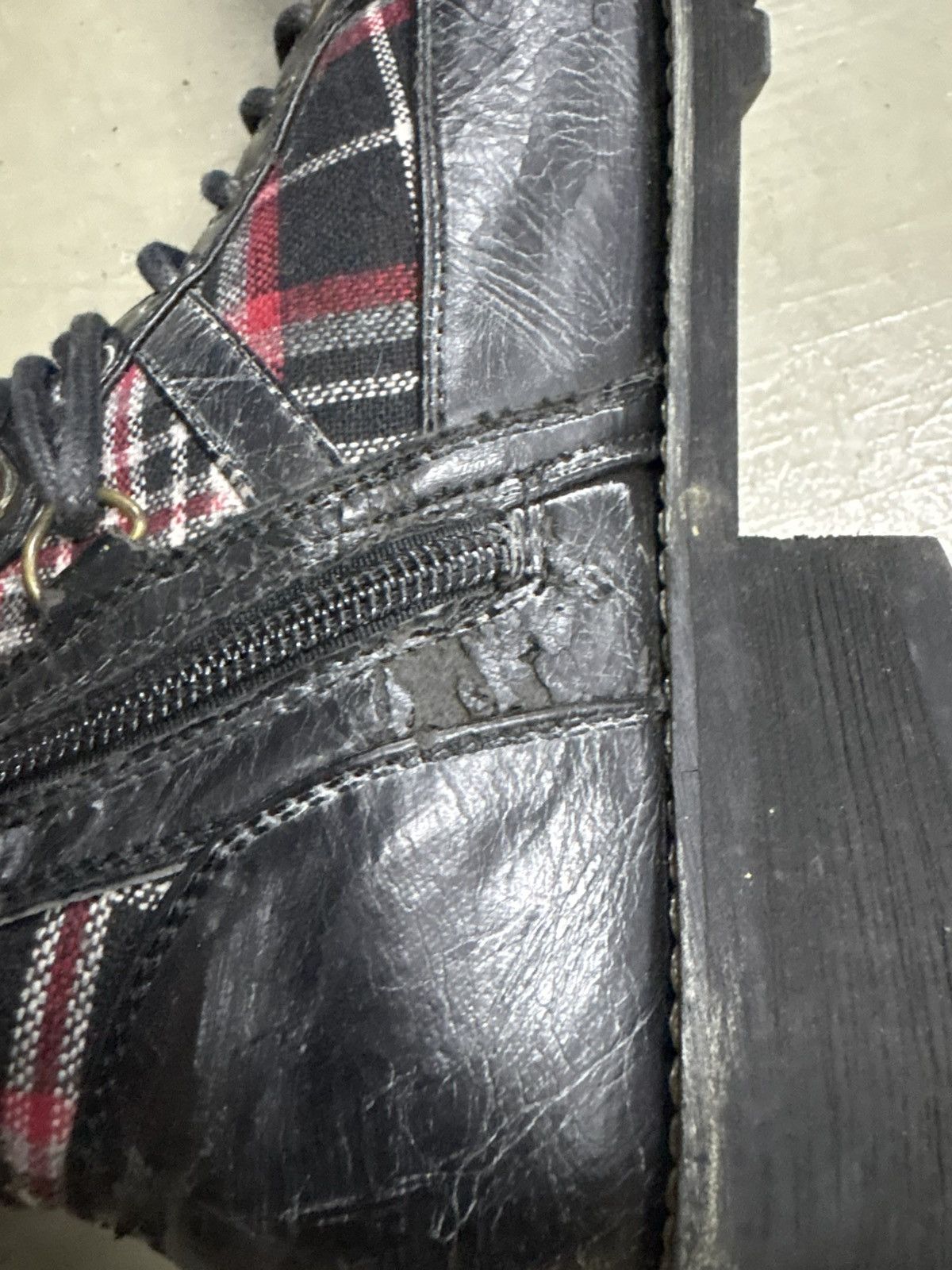 New Rock Asboo Gothic Punk Plaid Boots Studded Black Leather Size US 7.5 / EU 40-41 - 8 Thumbnail