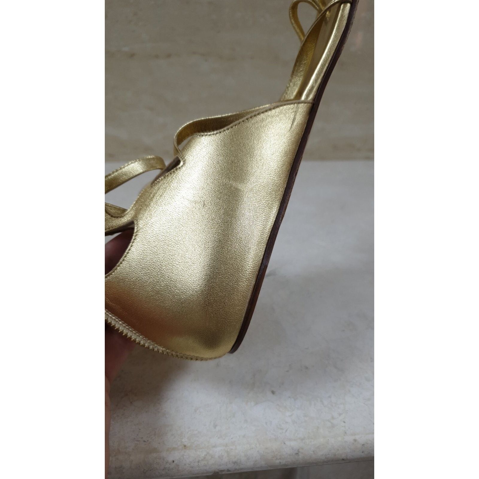 Chanel Chanel Gold Gladiator Sandals Sz.38 Size US 7 / IT 37 - 13 Thumbnail